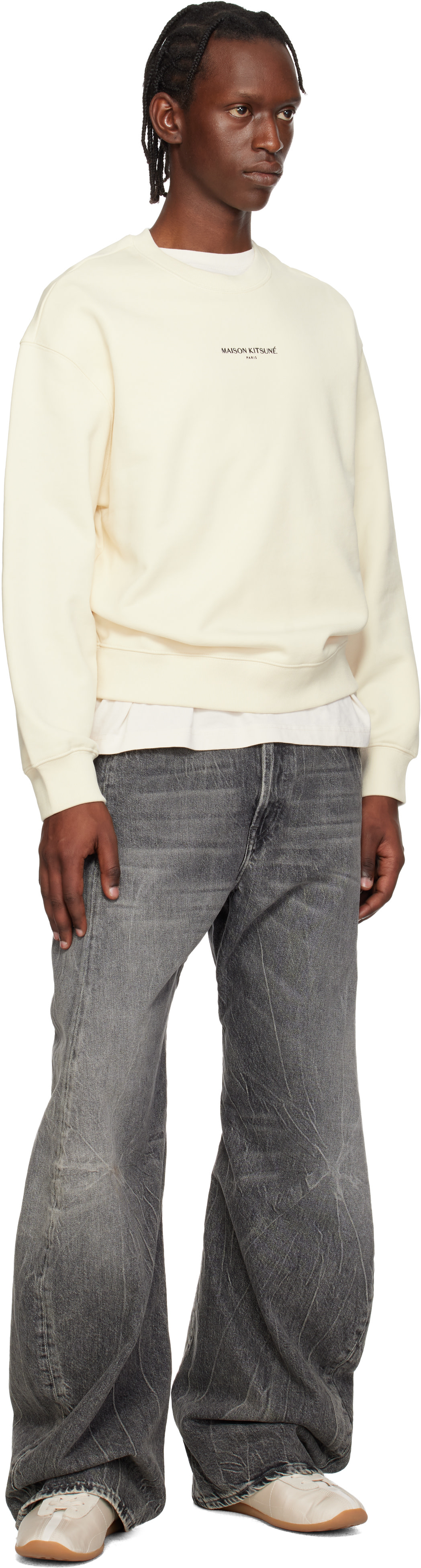 Maison Kitsuné - Pull molletonné décontracté blanc cassé
