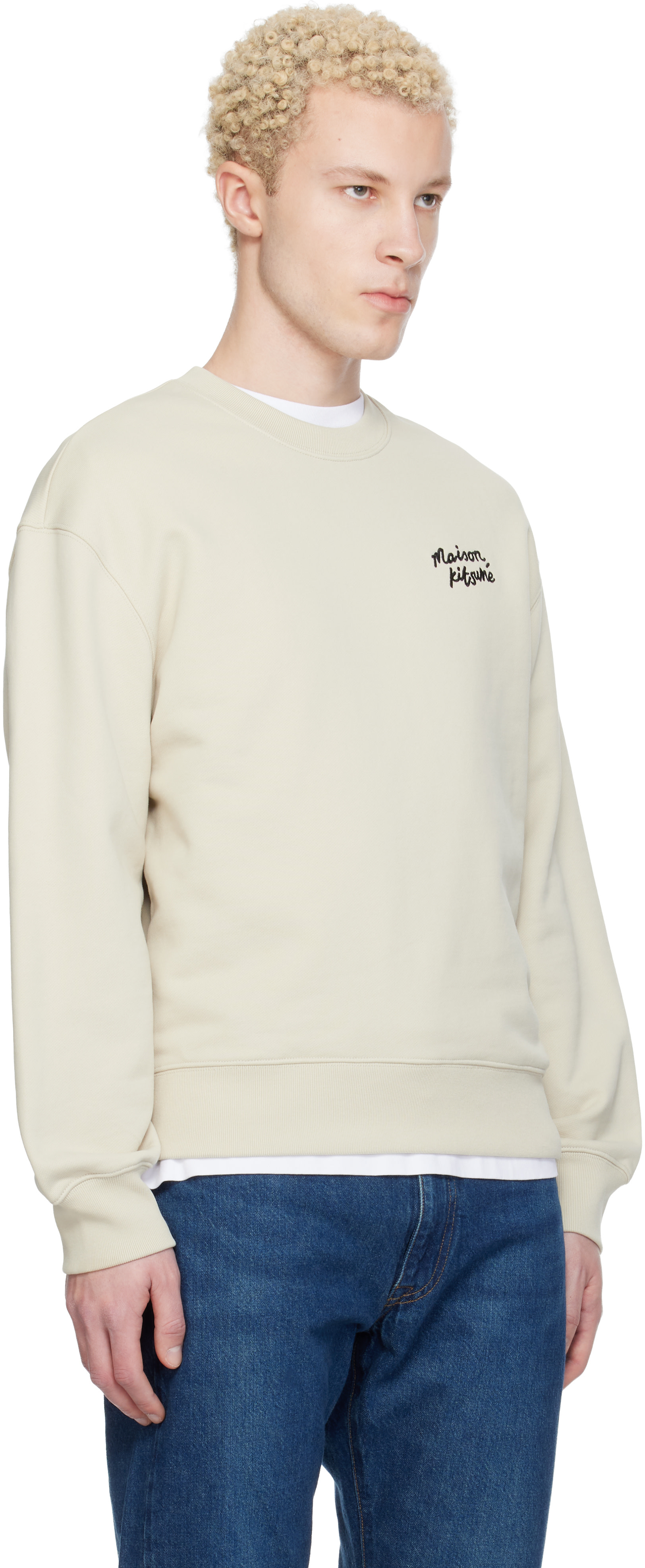 Maison Kitsuné: Beige 'Maison Kitsuné' Handwriting Comfort