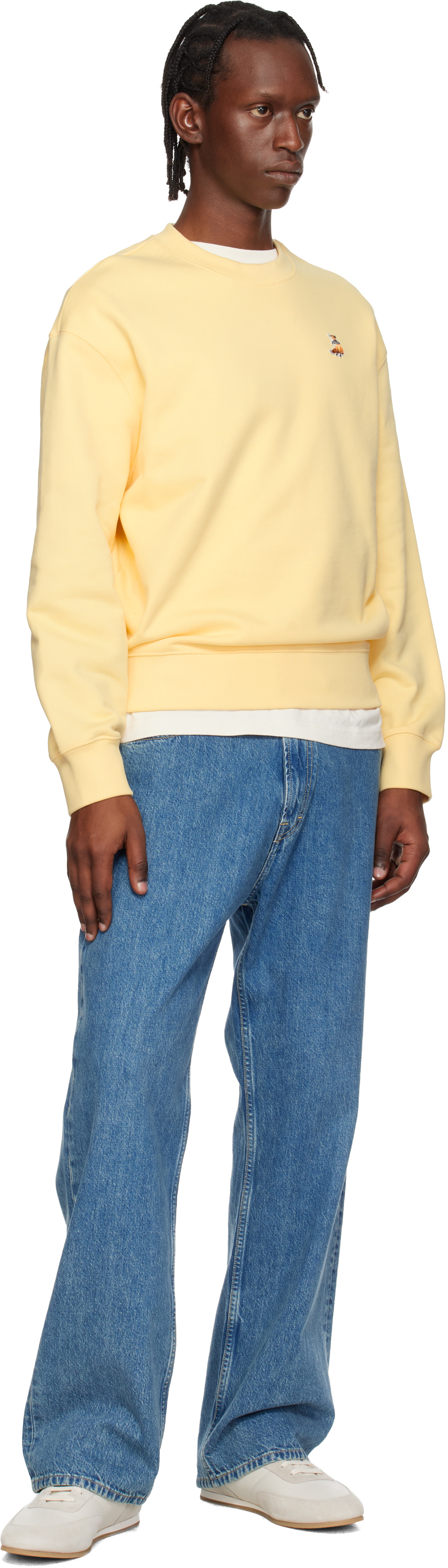 Maison Kitsuné - Pull molletonné décontracté jaune à logo Dreaming Fox