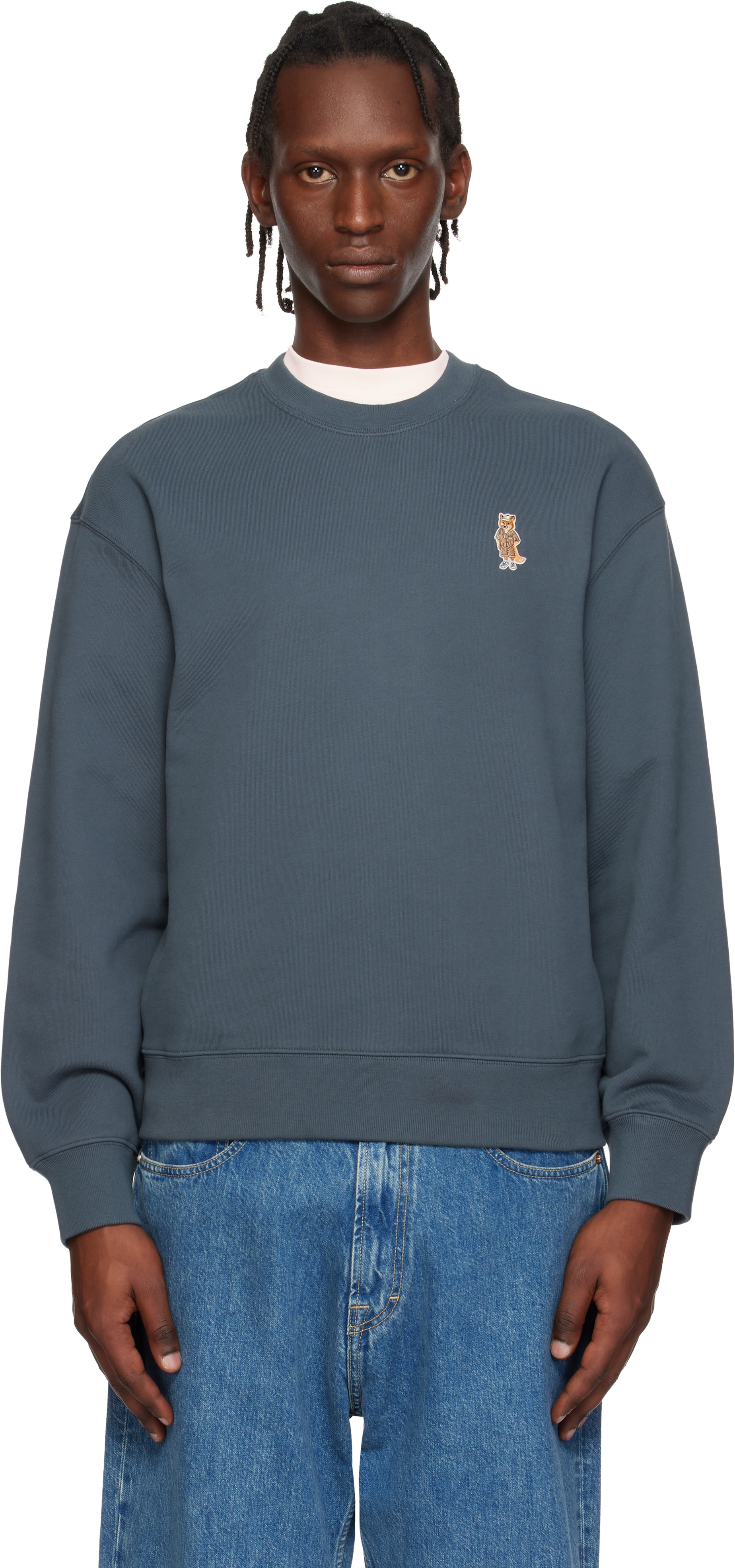 Maison Kitsuné: Blue Dressed Fox Comfort Sweatshirt | SSENSE