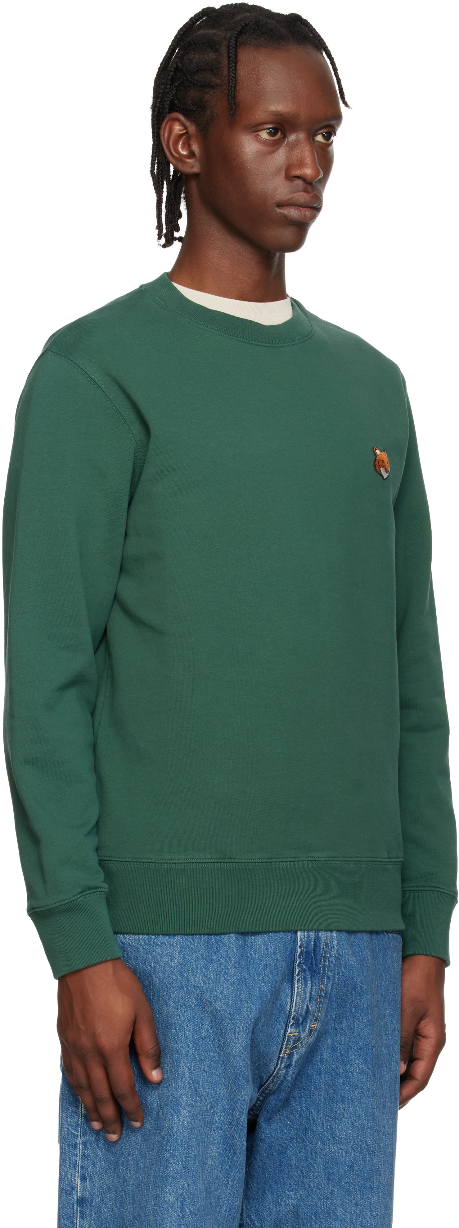 Maison Kitsuné - Pull molletonné vert à logo de renard