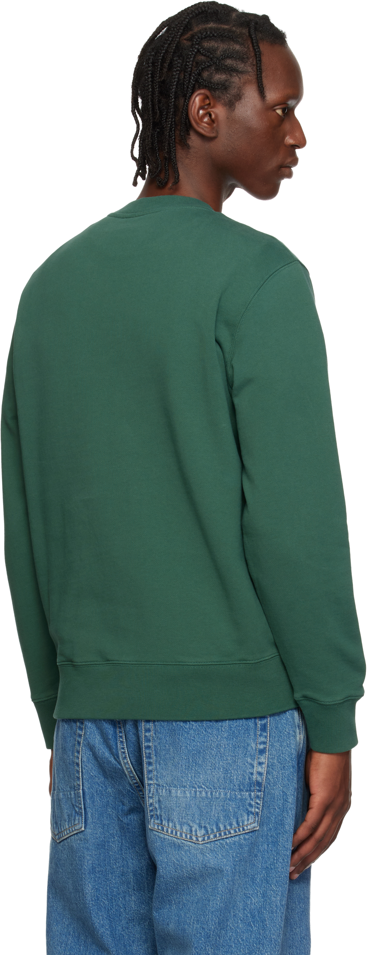 Maison Kitsuné - Pull molletonné vert à logo de renard