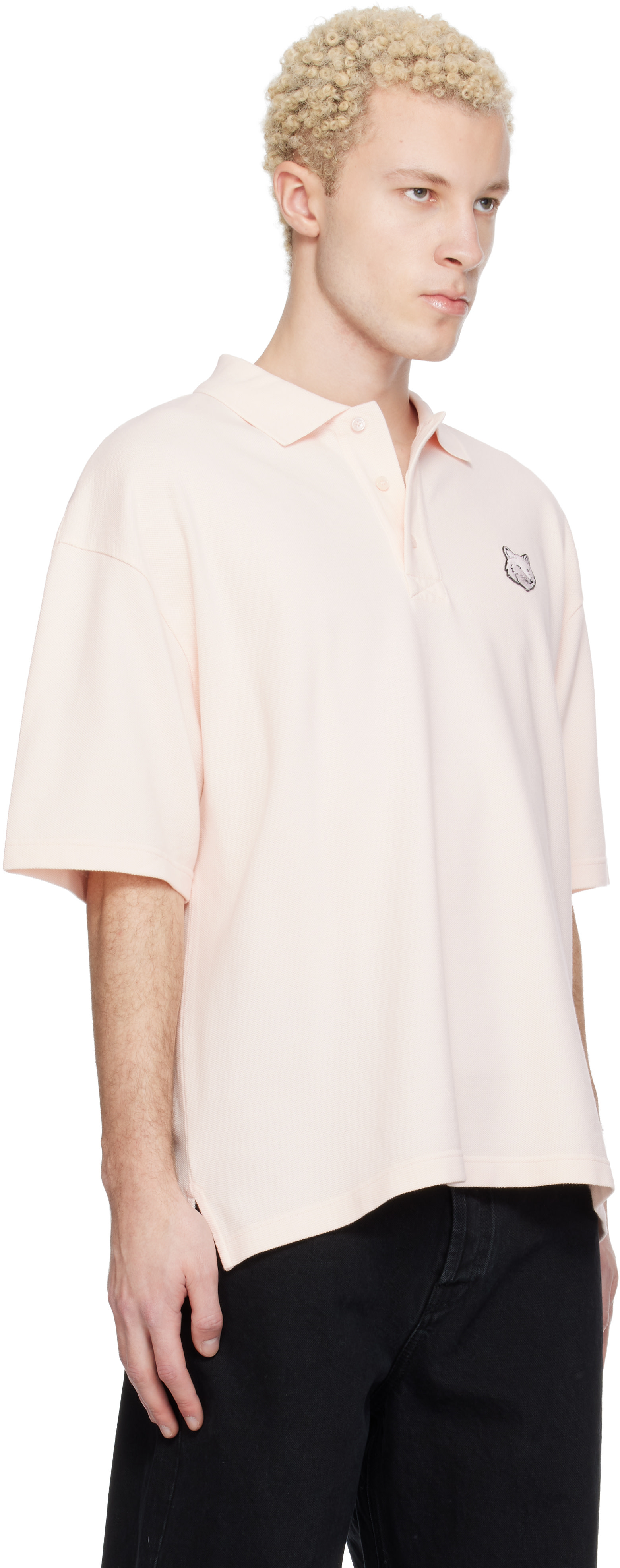 Maison Kitsuné - 핑크 폭스헤드 오버사이즈 폴로 셔츠