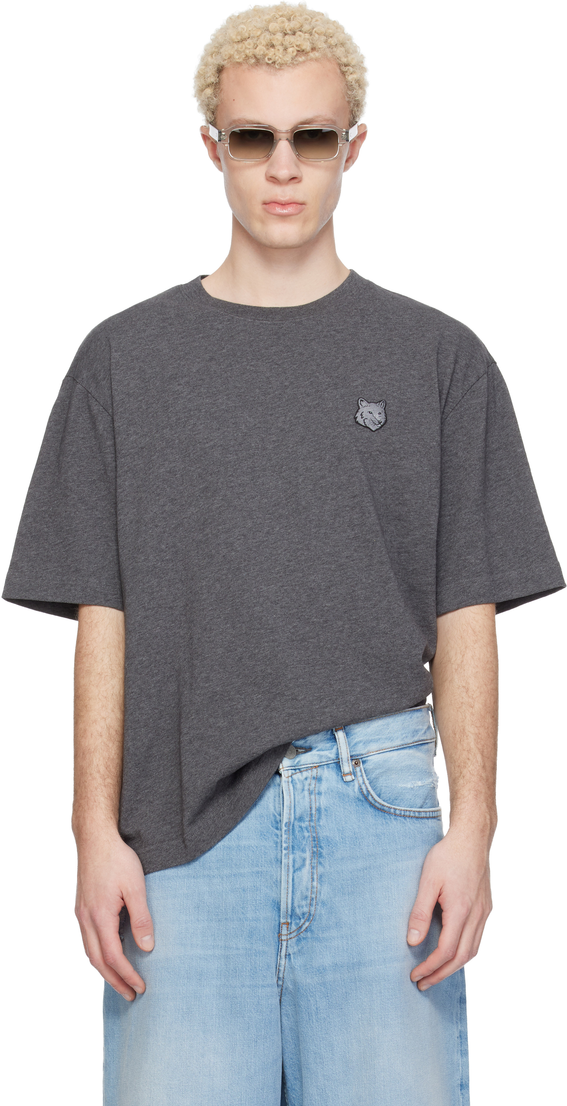 Maison Kitsuné - 그레이 폭스헤드 오버사이즈 티셔츠