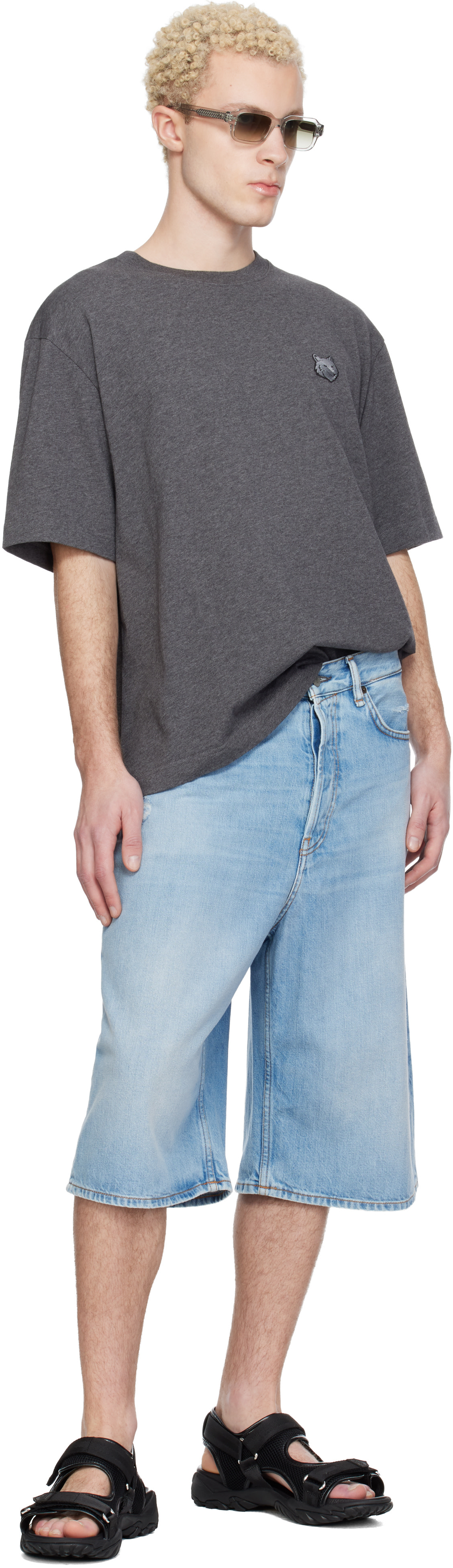 Maison Kitsuné: Gray Fox Head Oversize T-shirt | SSENSE