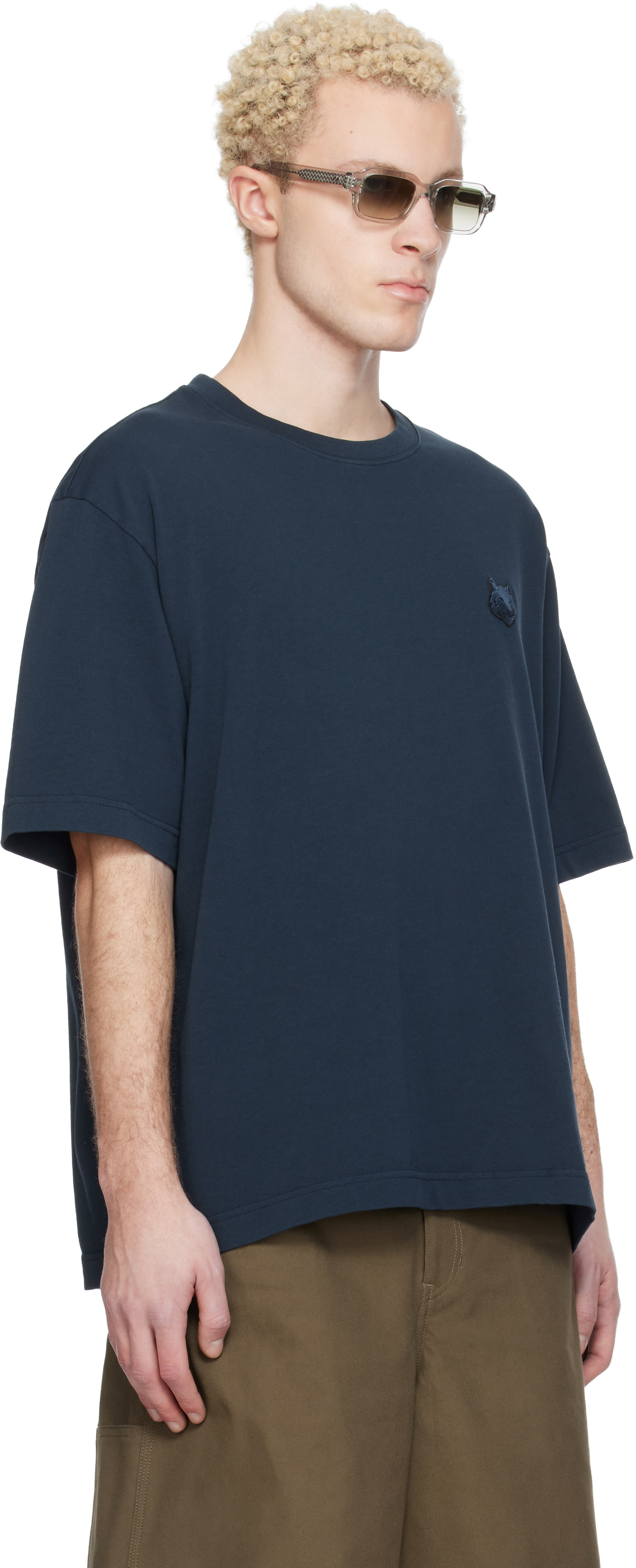 Maison Kitsuné: ネイビー フォックスヘッド オーバーサイズ Tシャツ