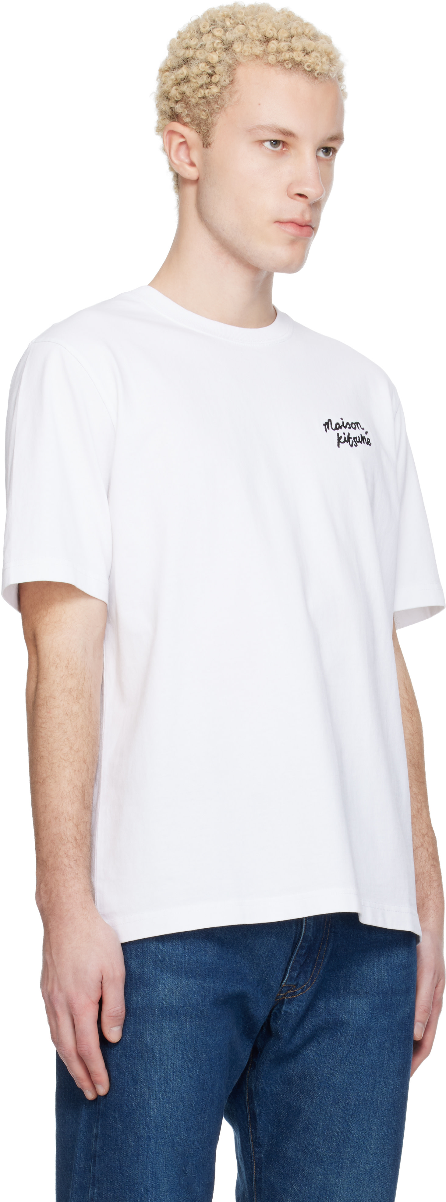 Maison Kitsuné: White 'Maison Kitsuné' Handwriting Comfort T-shirt