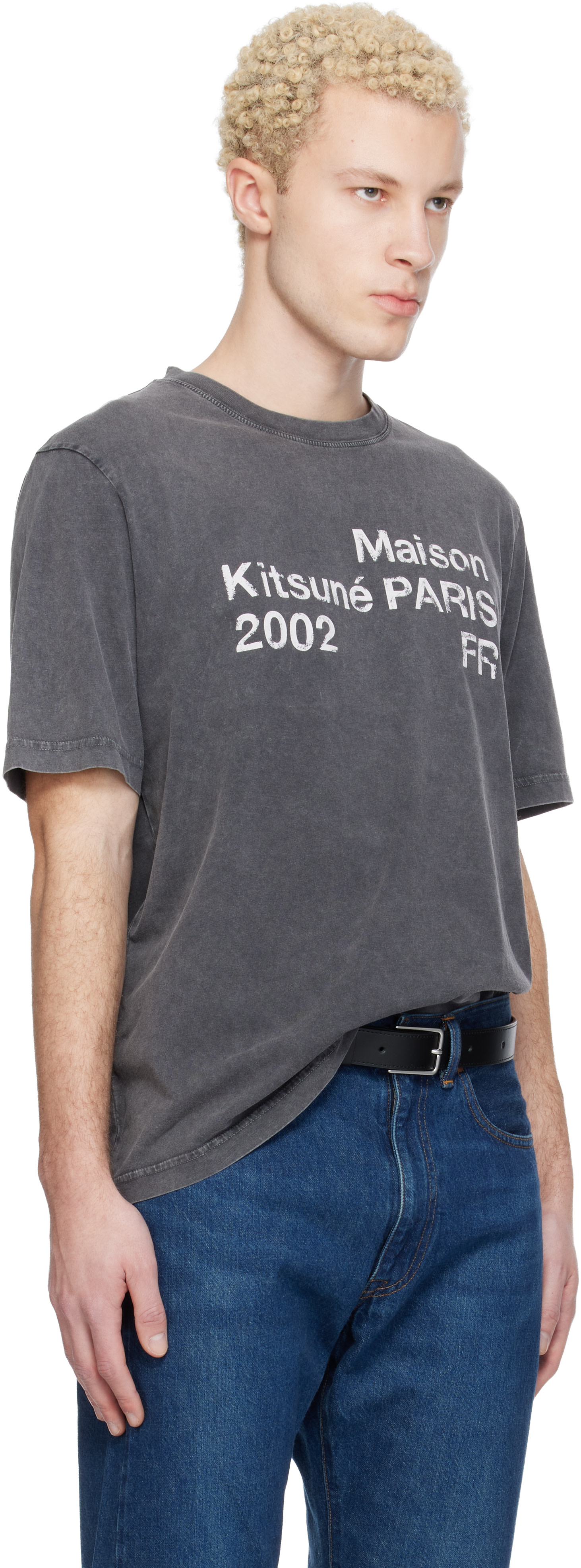 Maison Kitsuné: グレー 'Maison Kitsuné 2002' Faded コンフォート T