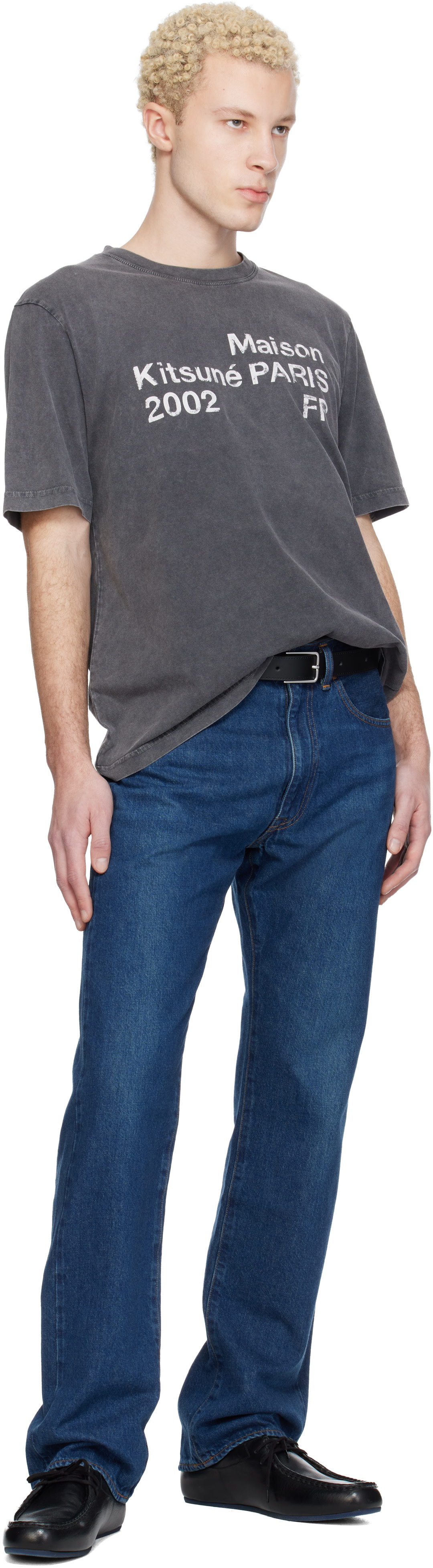 Maison Kitsuné: グレー 'Maison Kitsuné 2002' Faded コンフォート T