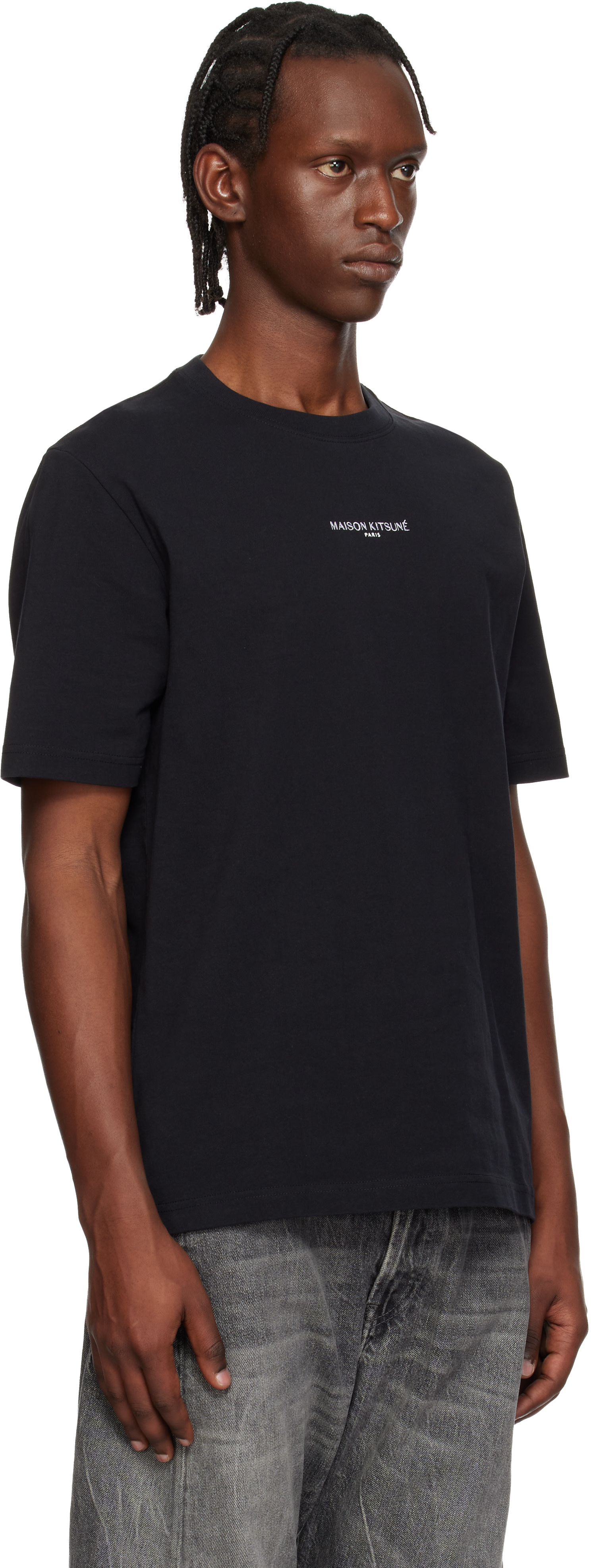 Maison Kitsuné: Black 'Maison Kitsuné Paris' Comfort T-shirt | SSENSE