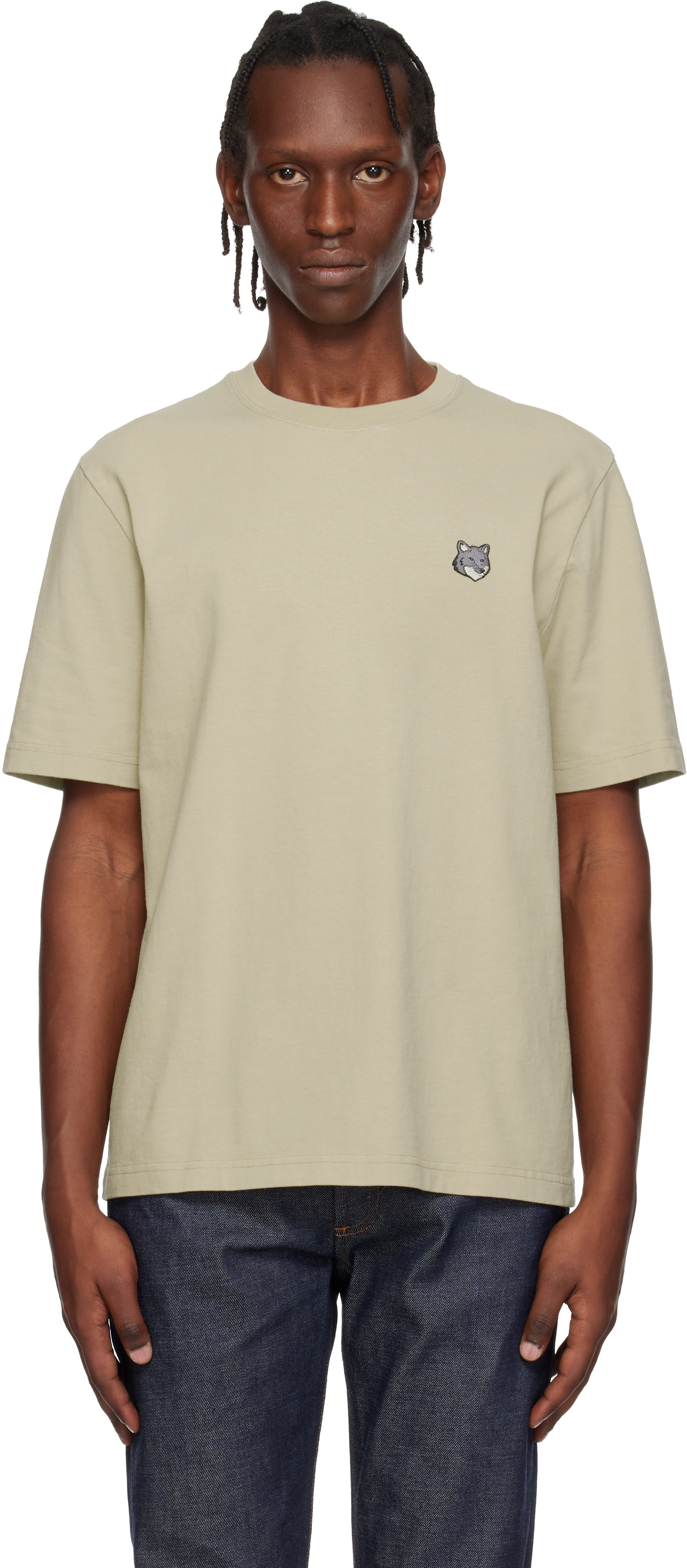 Maison Kitsuné: Beige Fox Head Comfort T-shirt | SSENSE Bahrain
