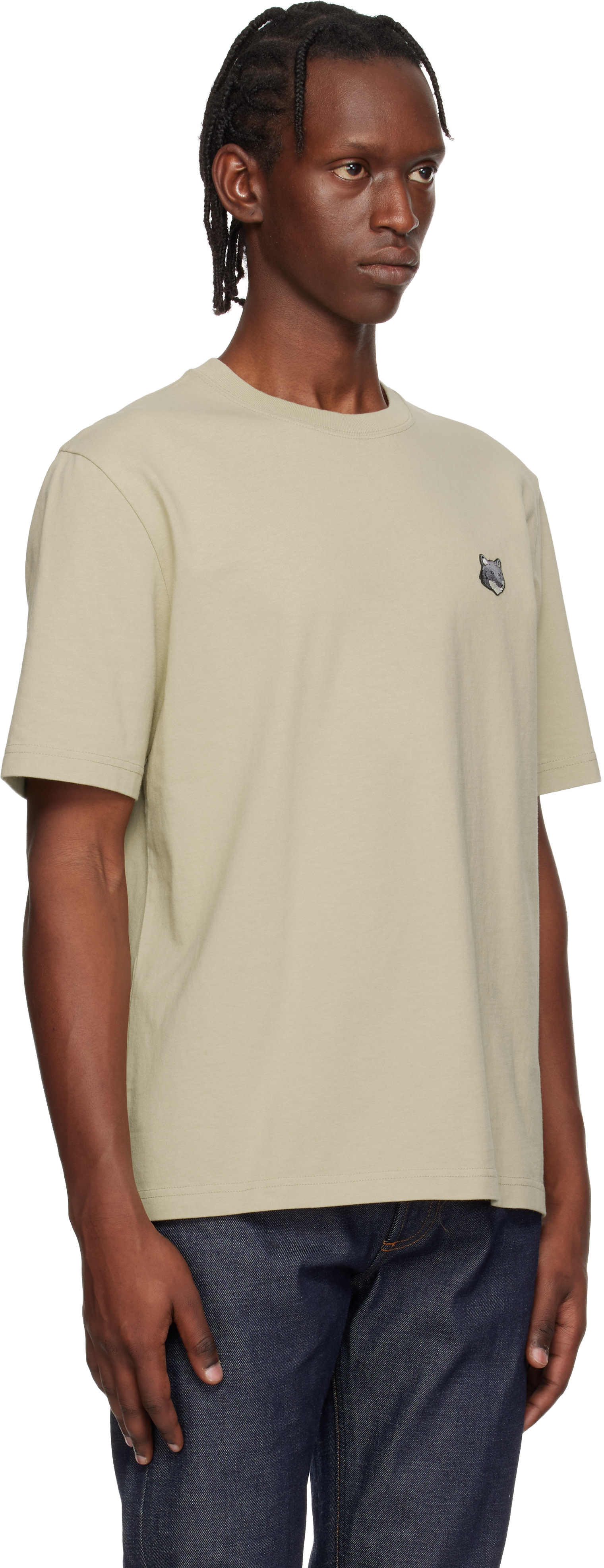 MAISON KITSUNÉ ベージュ Tシャツ S Maison Kitsuné: Beige Fox Head Comfort T-shirt | SSENSE