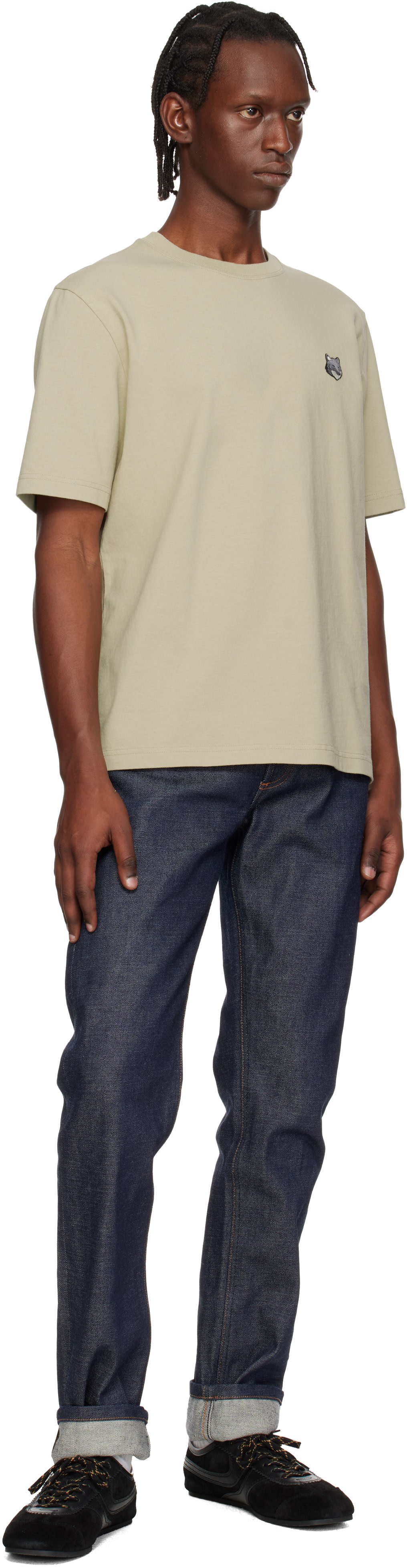 Maison Kitsuné: Beige Fox Head Comfort T-shirt | SSENSE