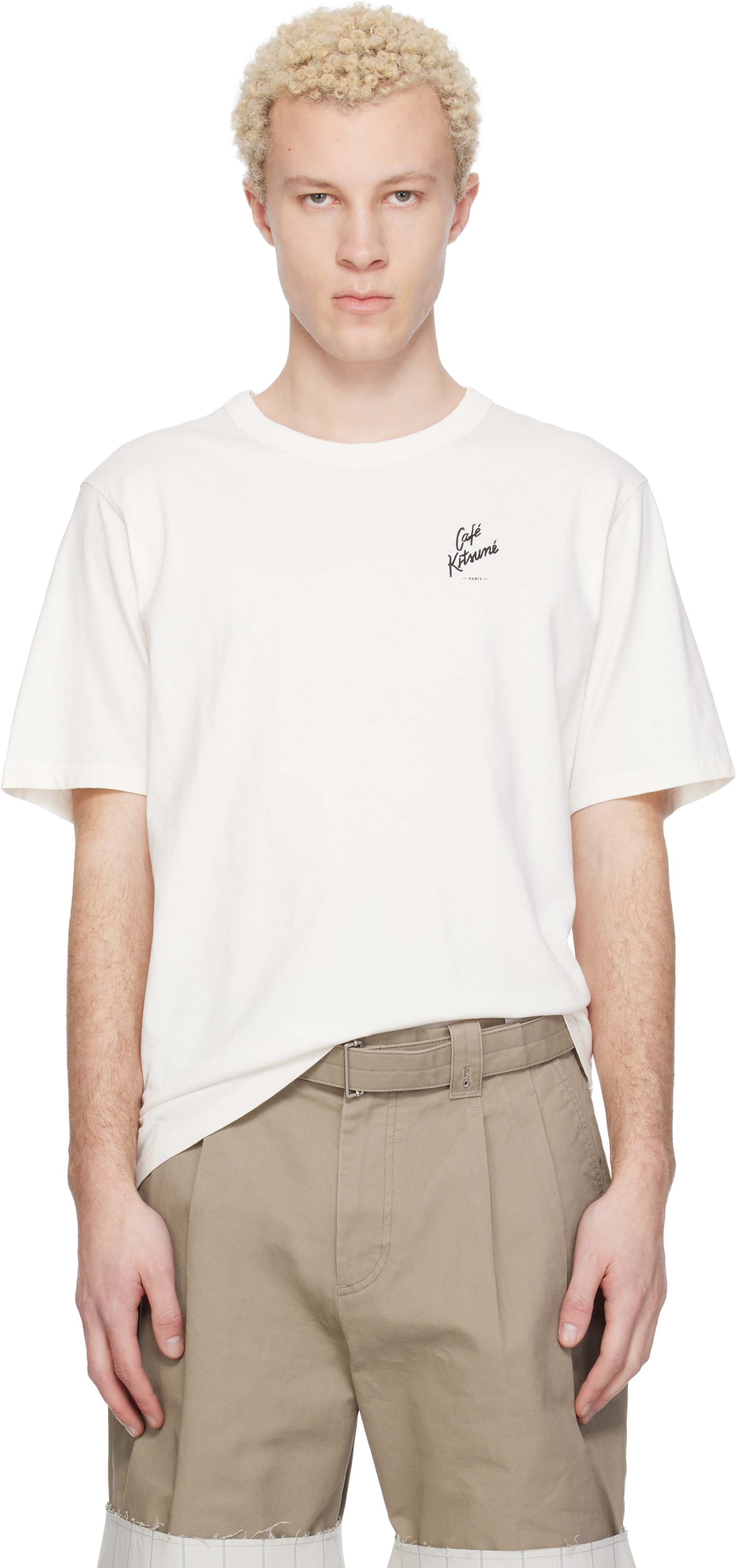 Maison Kitsuné: Off-White 'Café Kitsuné' Relax T-shirt | SSENSE