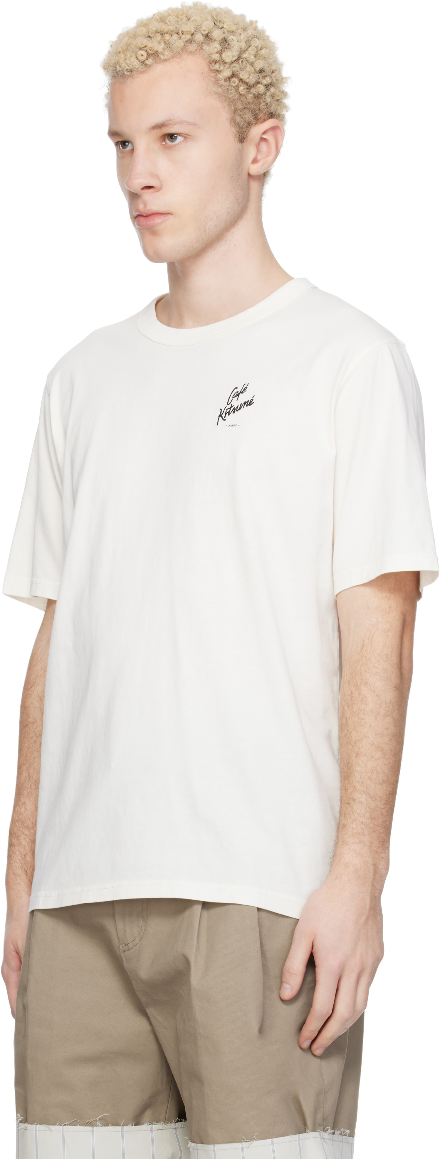 Maison Kitsuné: オフホワイト 'Café Kitsuné' Relax Tシャツ | SSENSE