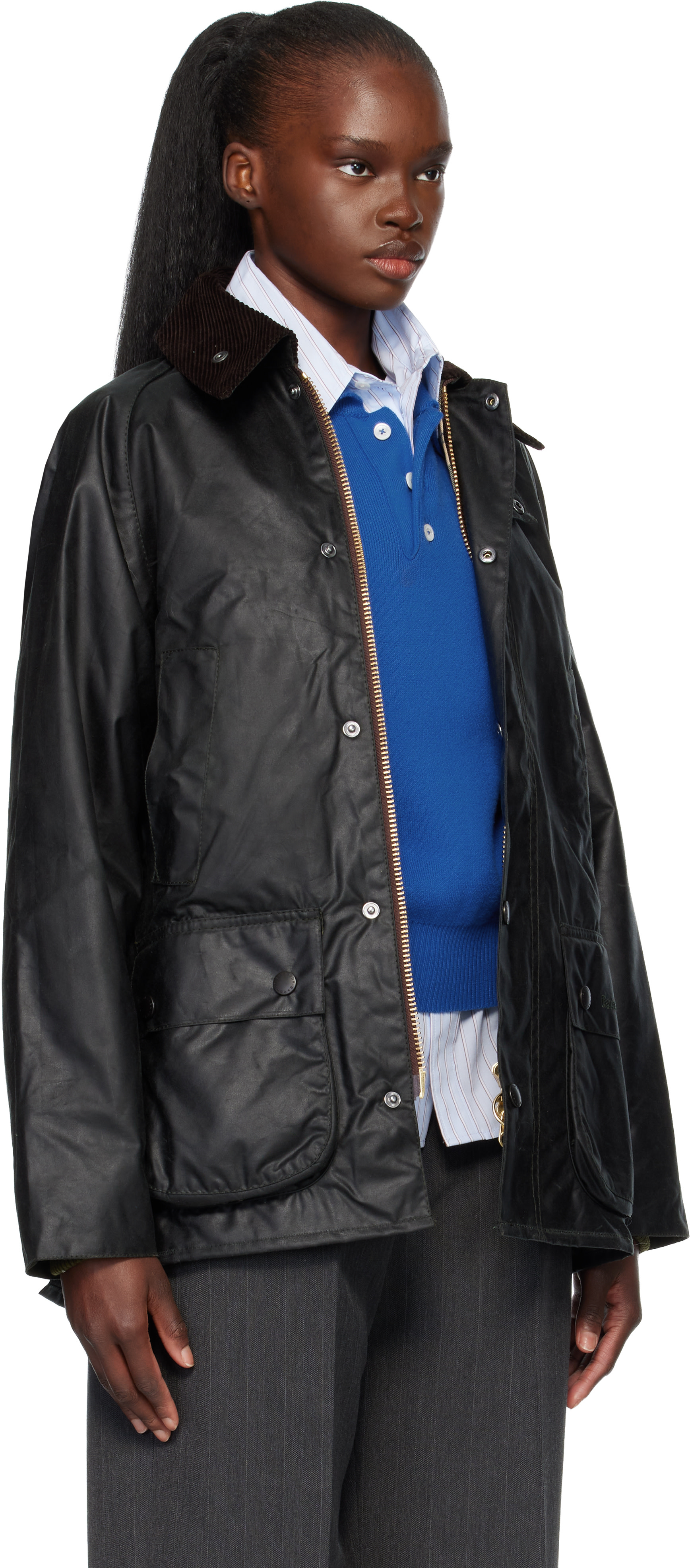 Barbour - Blouson Bedale vert en coton ciré