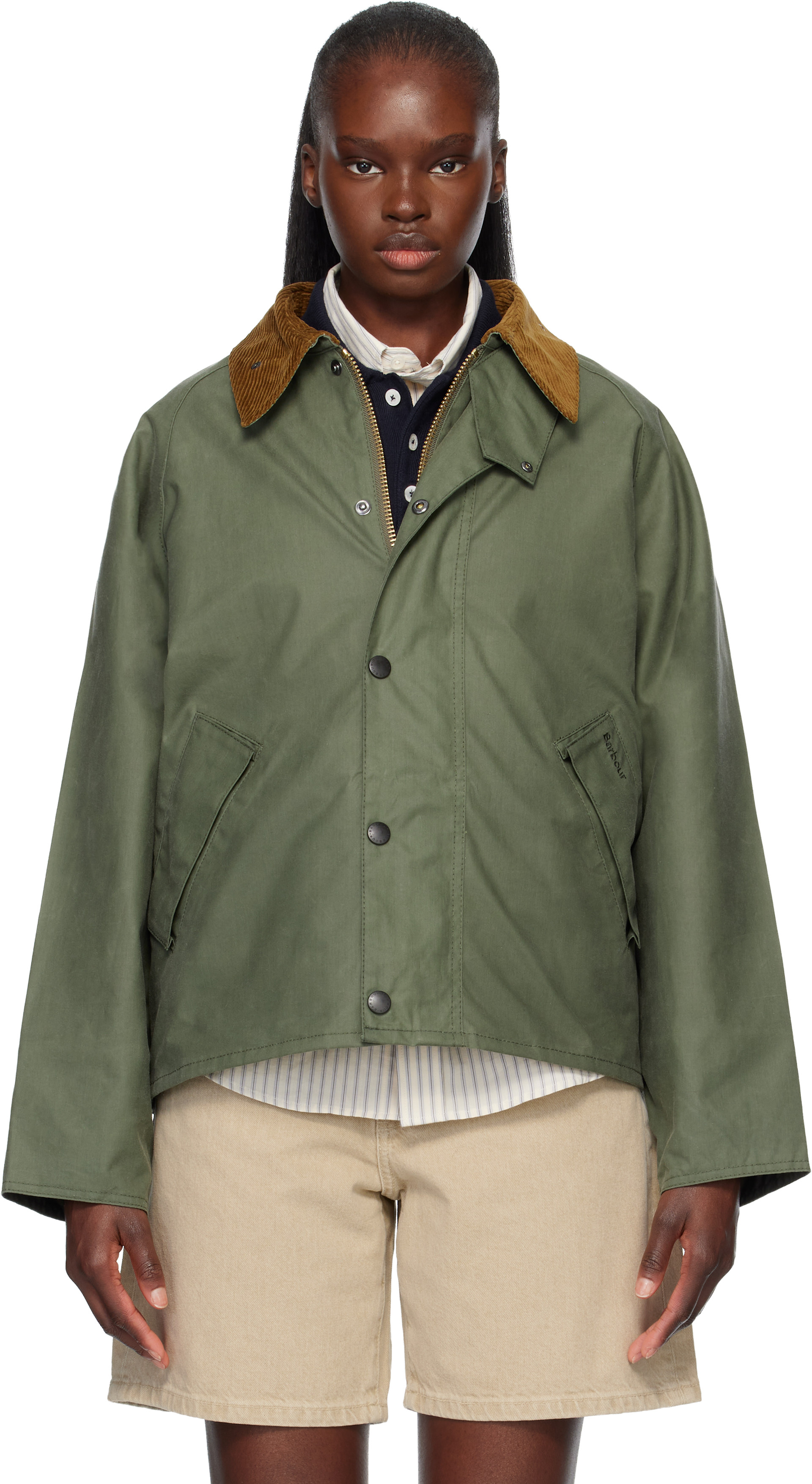Barbour: Green Transport Waxed Jacket | SSENSE New Zealand