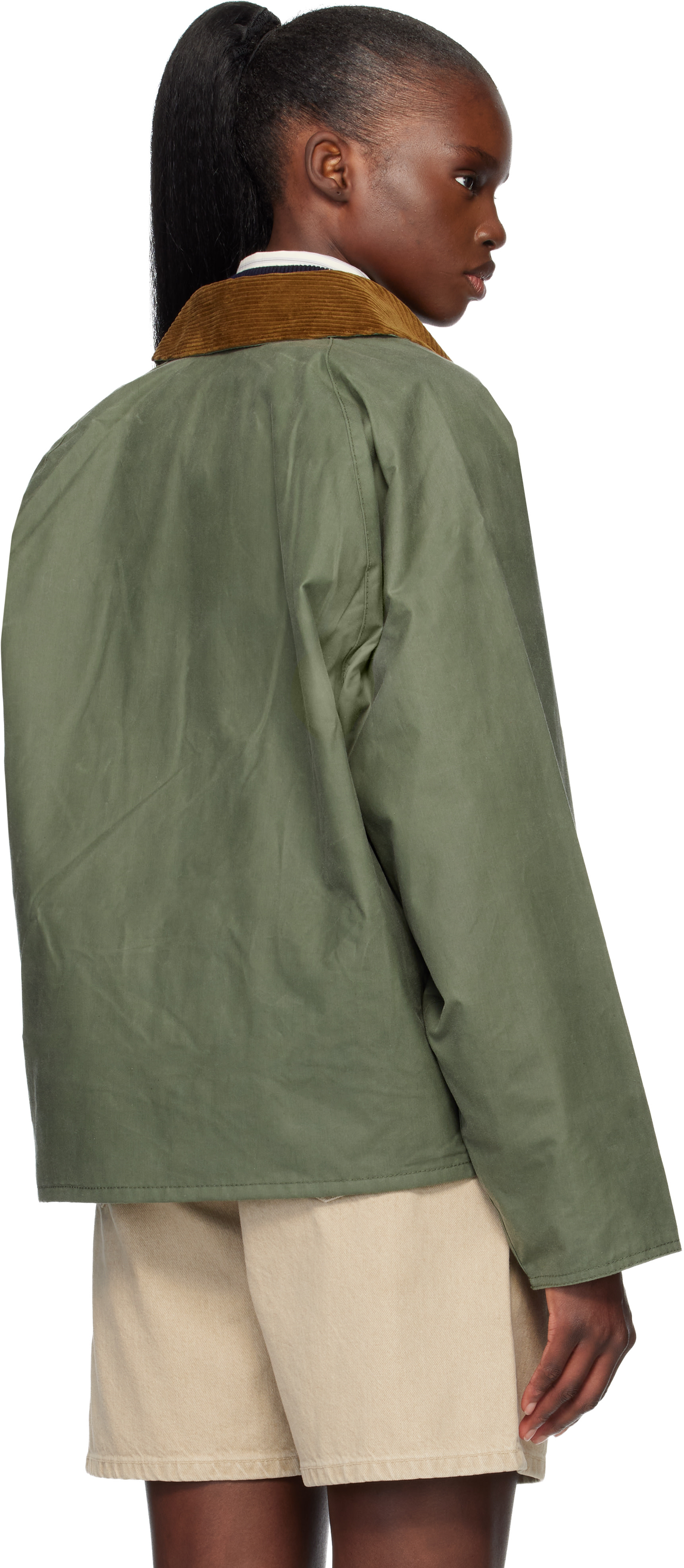 BARBOUR TRANSPORT FREAK'S STORE カーキ　 L Barbour: Green Transport Waxed Jacket | SSENSE