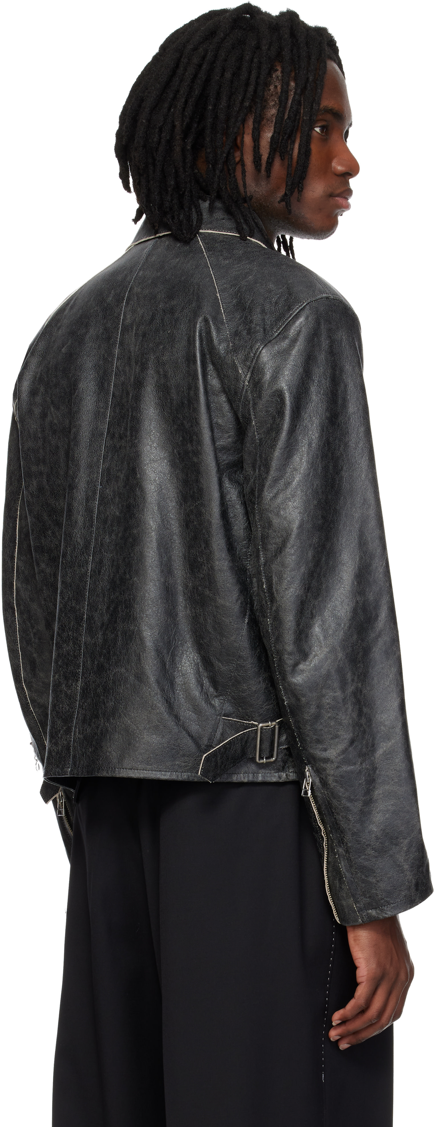 MMIC - Blouson Vapor gris en cuir