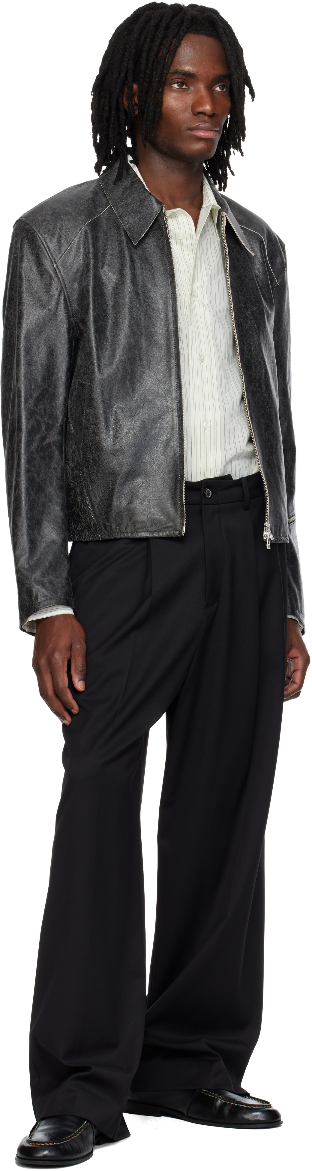 MMIC - Blouson Vapor gris en cuir