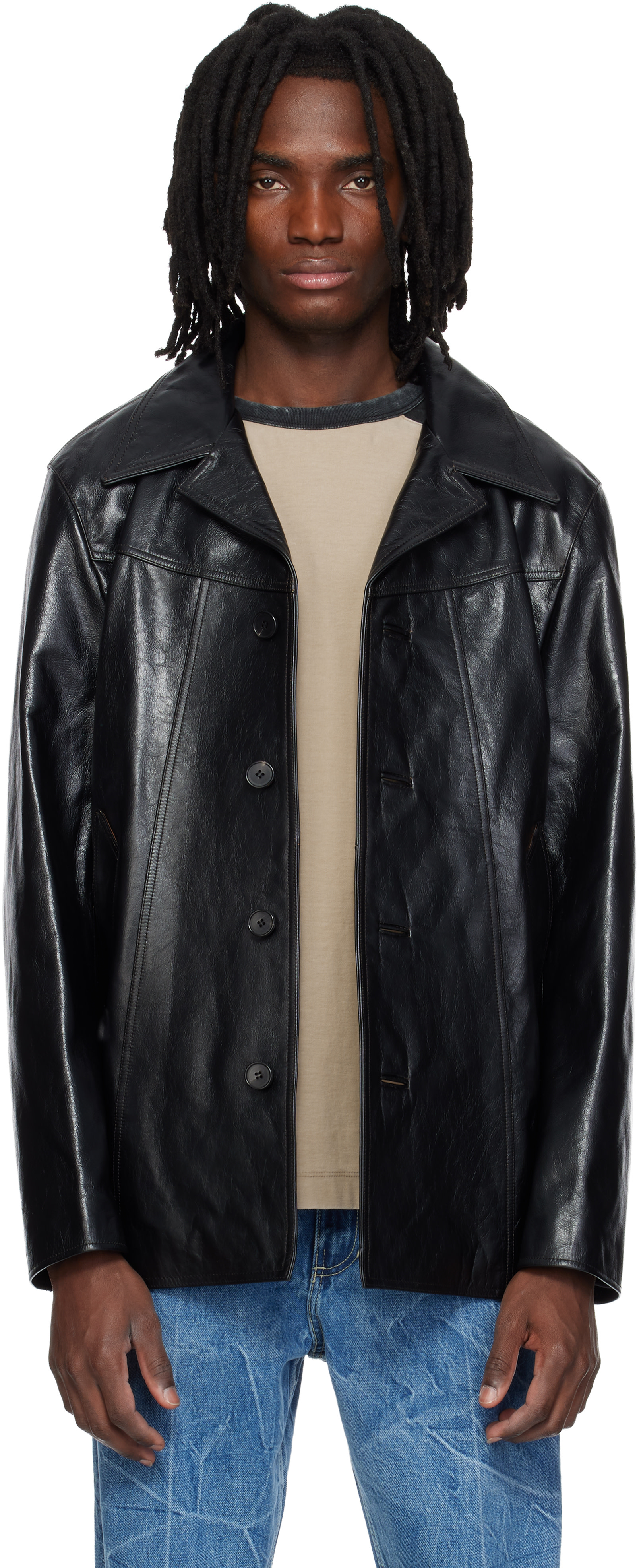 MMIC - Manteau Boulevard noir en cuir