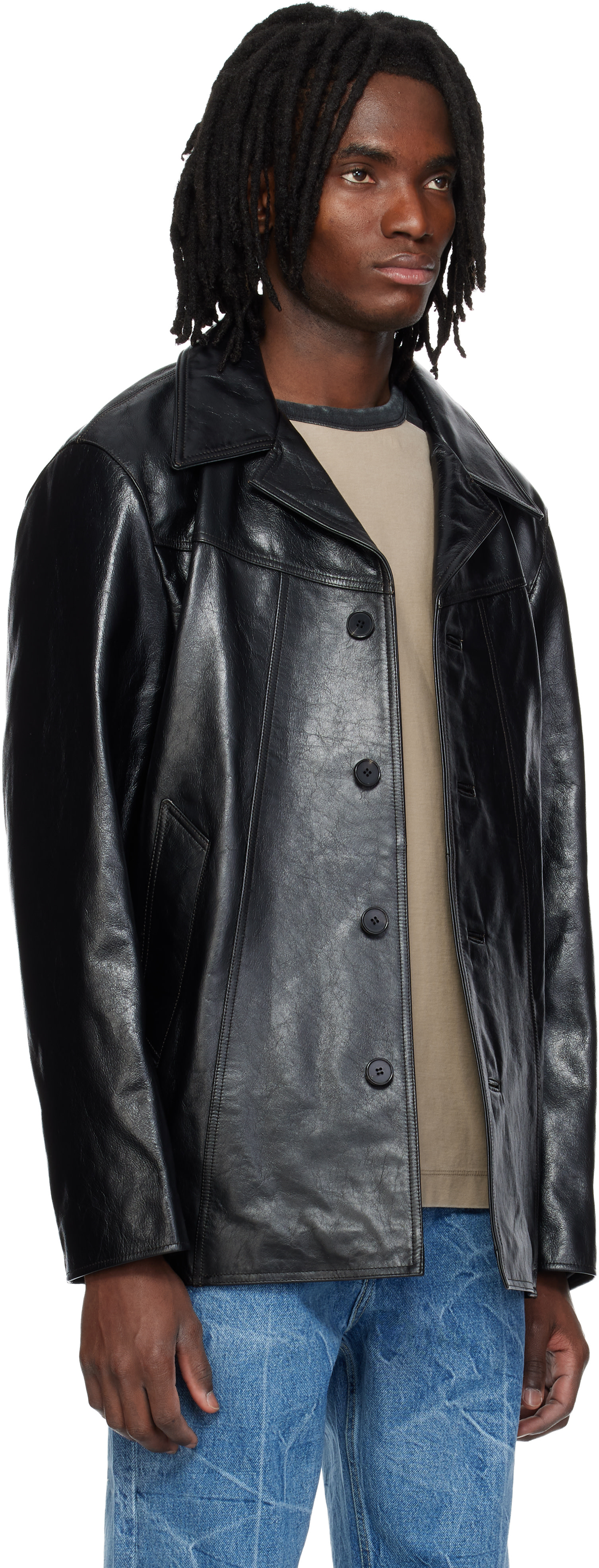 MMIC - Manteau Boulevard noir en cuir