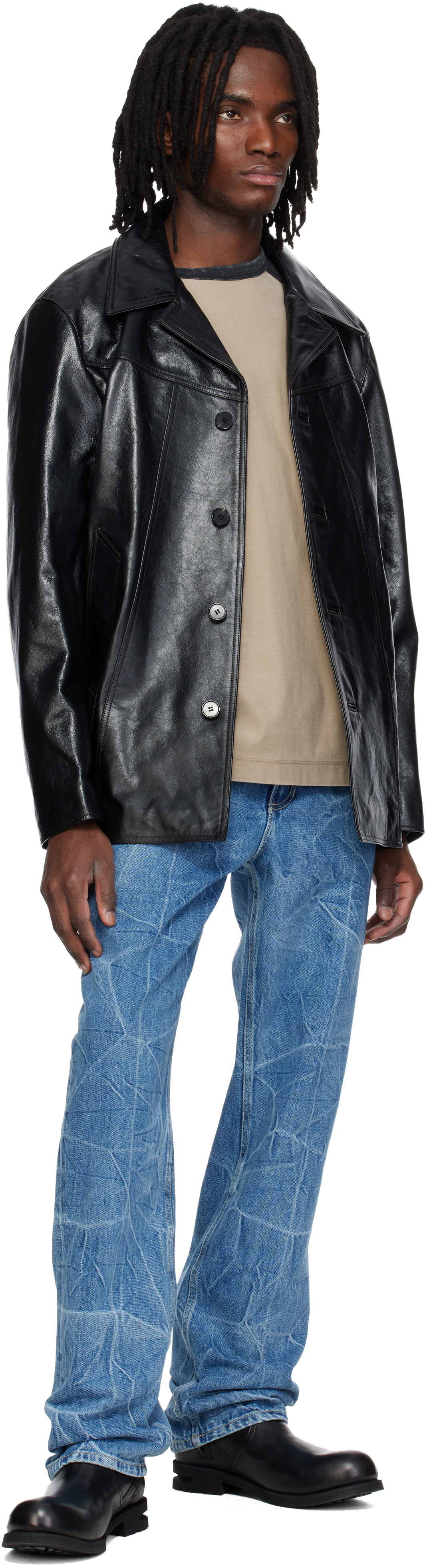 MMIC - Manteau Boulevard noir en cuir