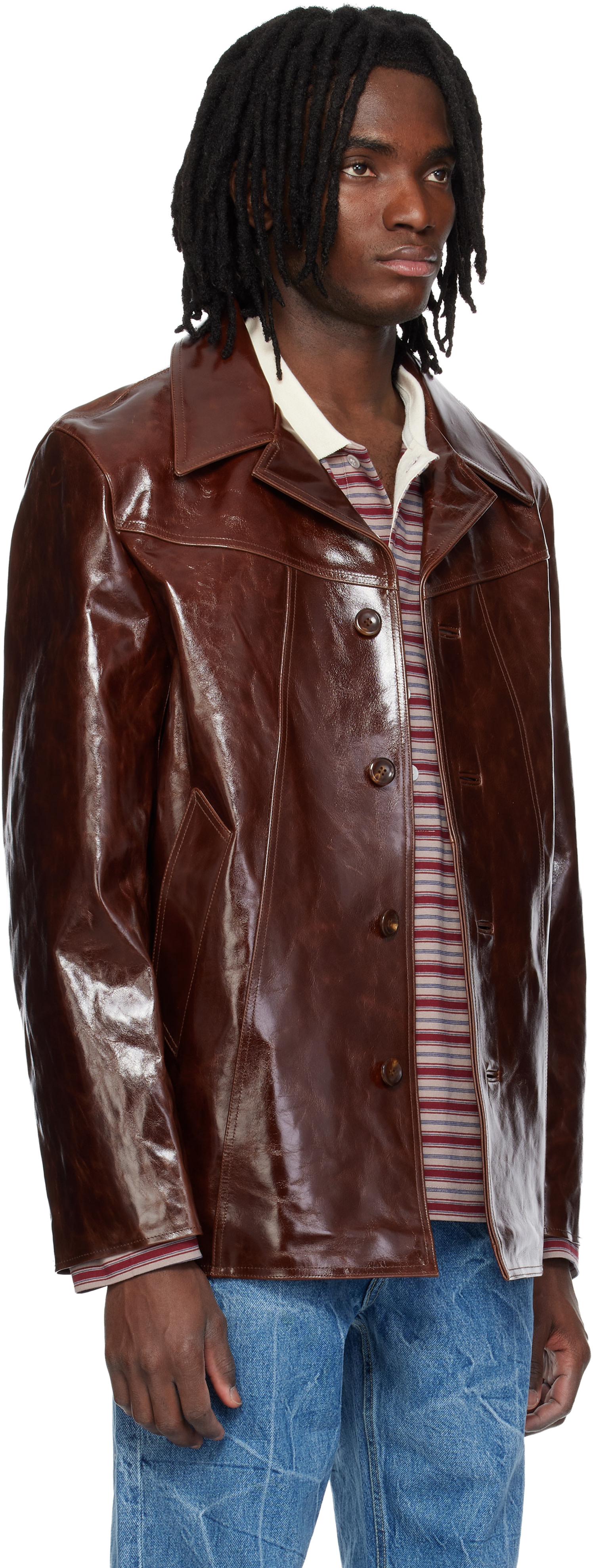 MMIC - Manteau Boulevard brun en cuir