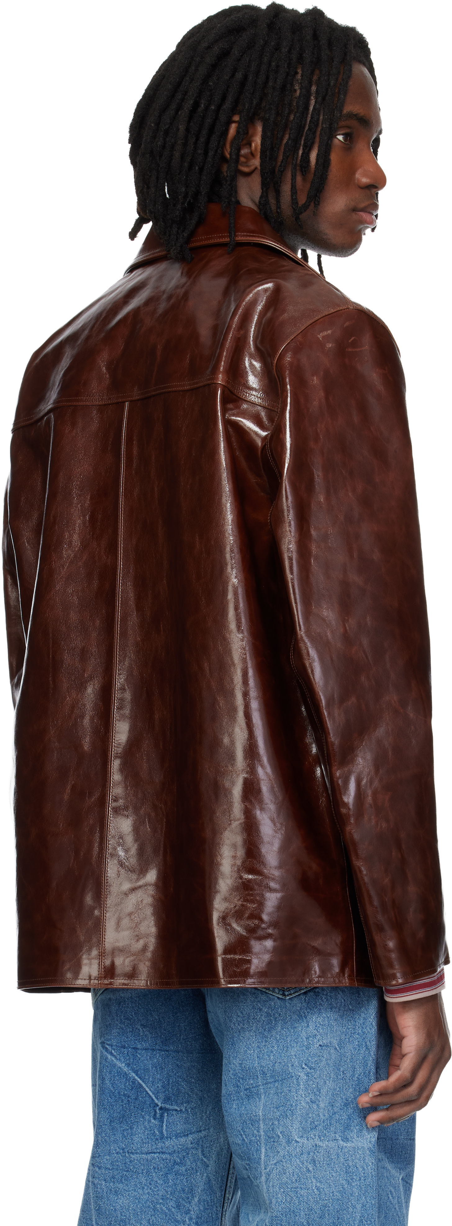 MMIC - Manteau Boulevard brun en cuir