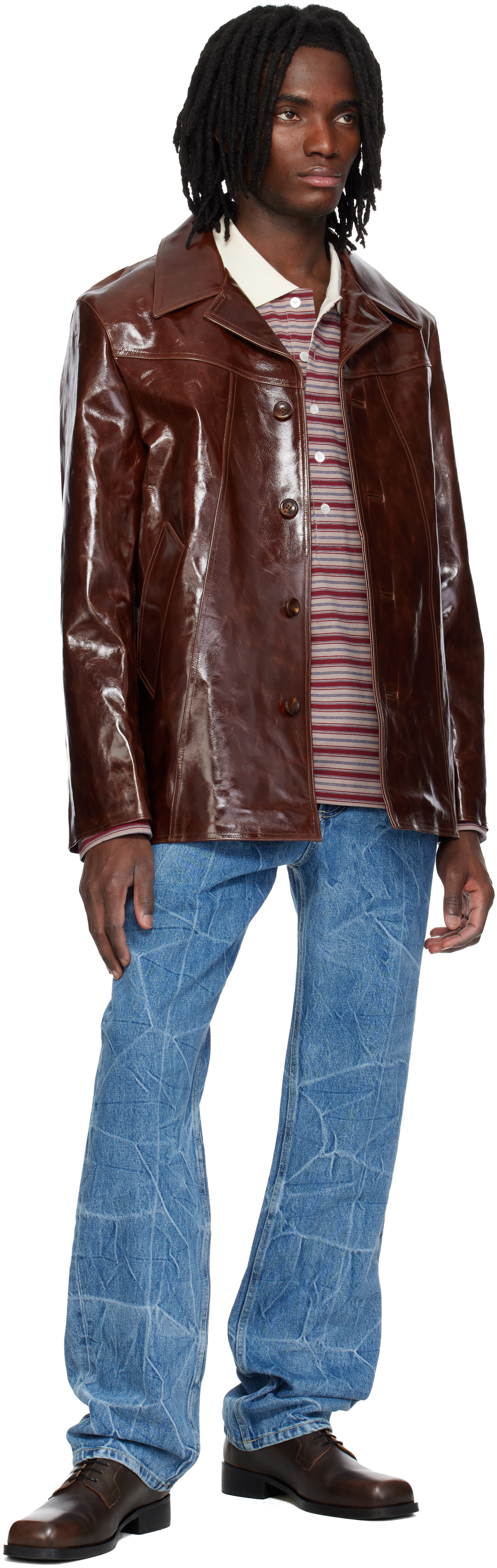 MMIC - Manteau Boulevard brun en cuir