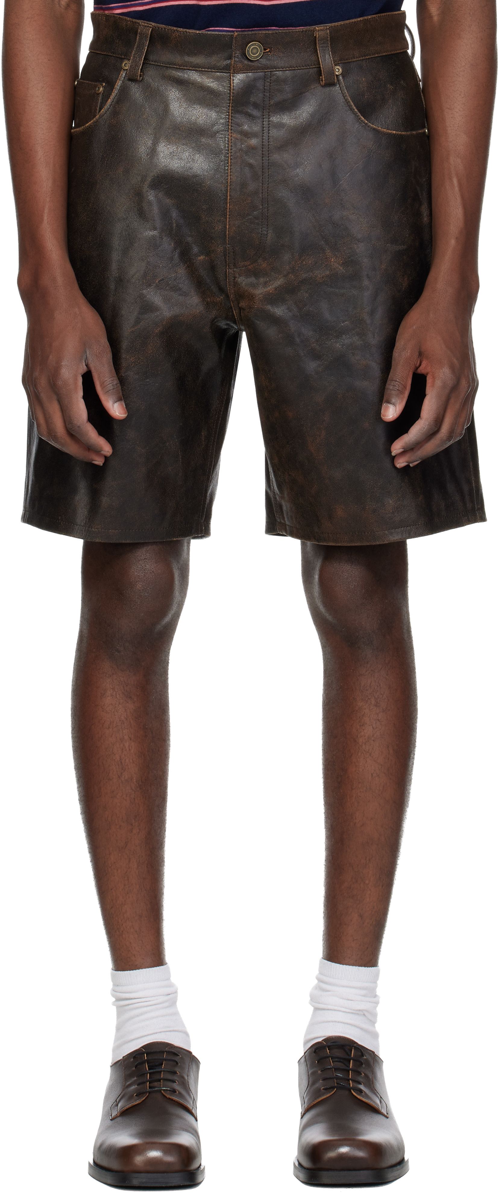 MMIC - Short Deadend brun en cuir