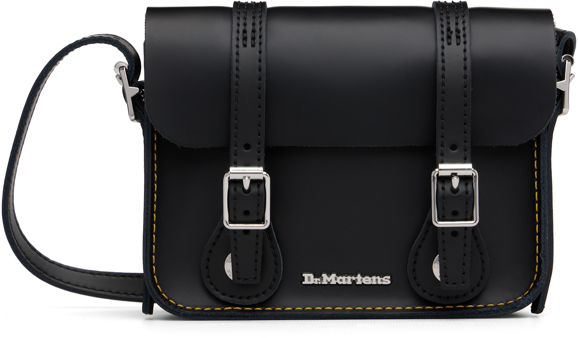Dr. Martens: Black 7 Inch Leather Crossbody Bag | SSENSE