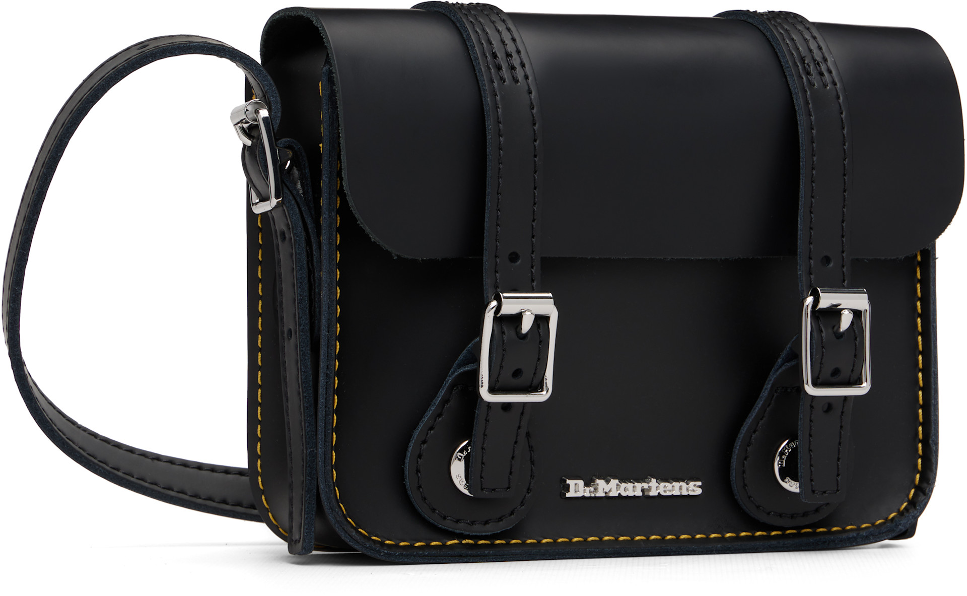 Dr. Martens: Black 7 Inch Leather Crossbody Bag | SSENSE