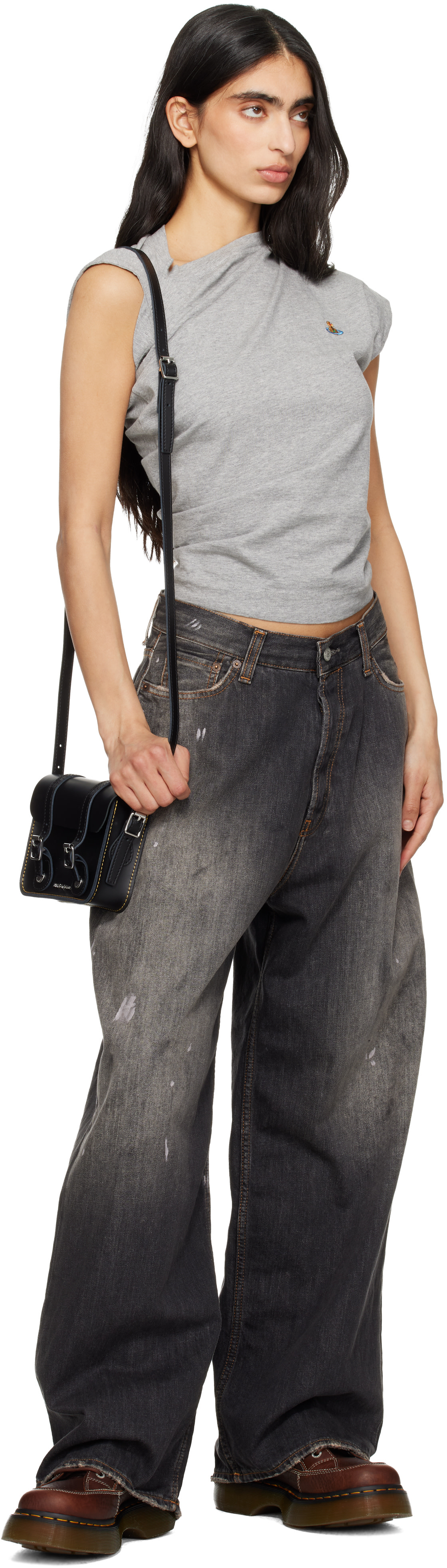 Dr. Martens: Black 7 Inch Leather Crossbody Bag | SSENSE