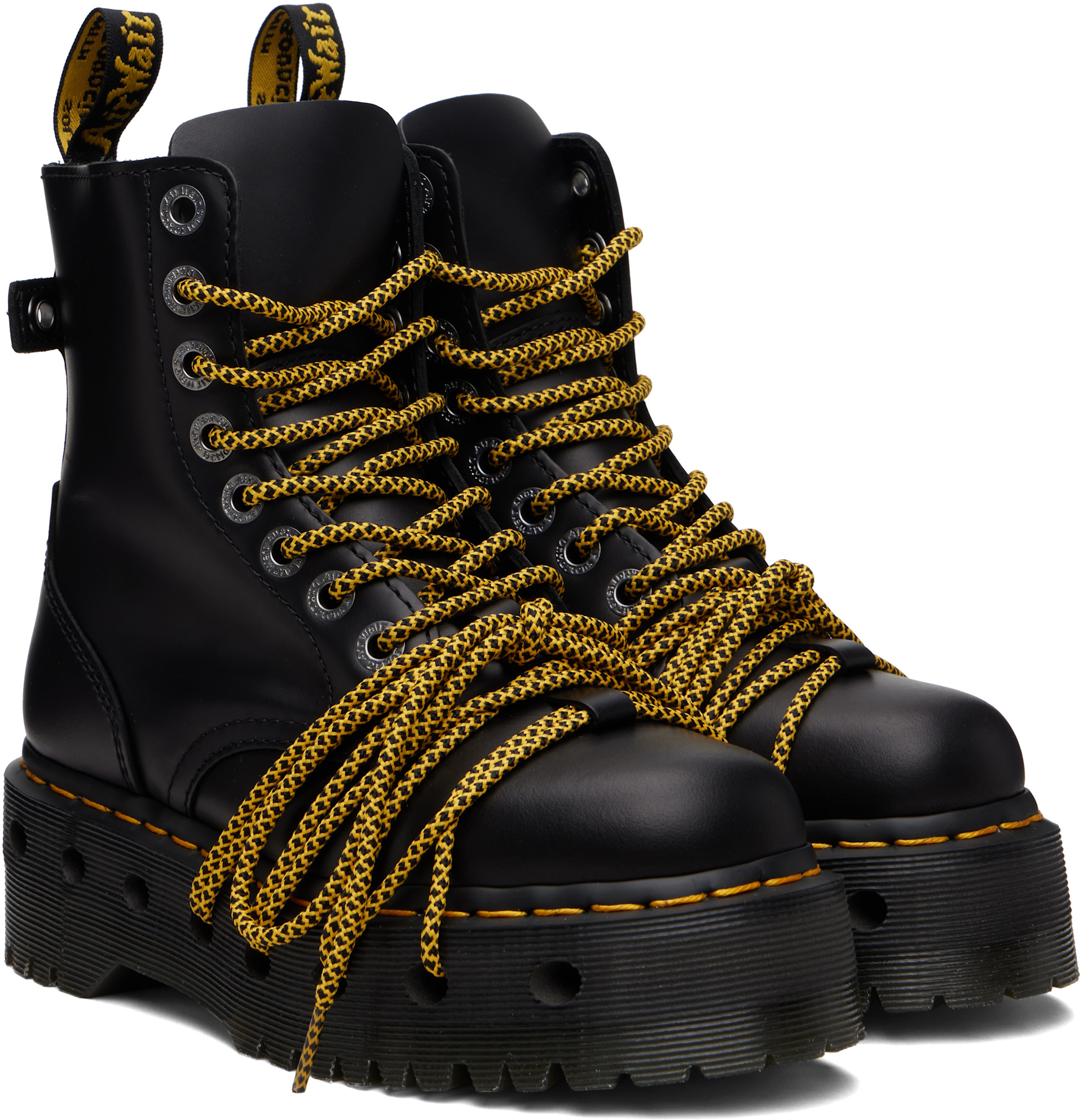 Dr. Martens: Black Jadon XL Leather Platform Boots | SSENSE