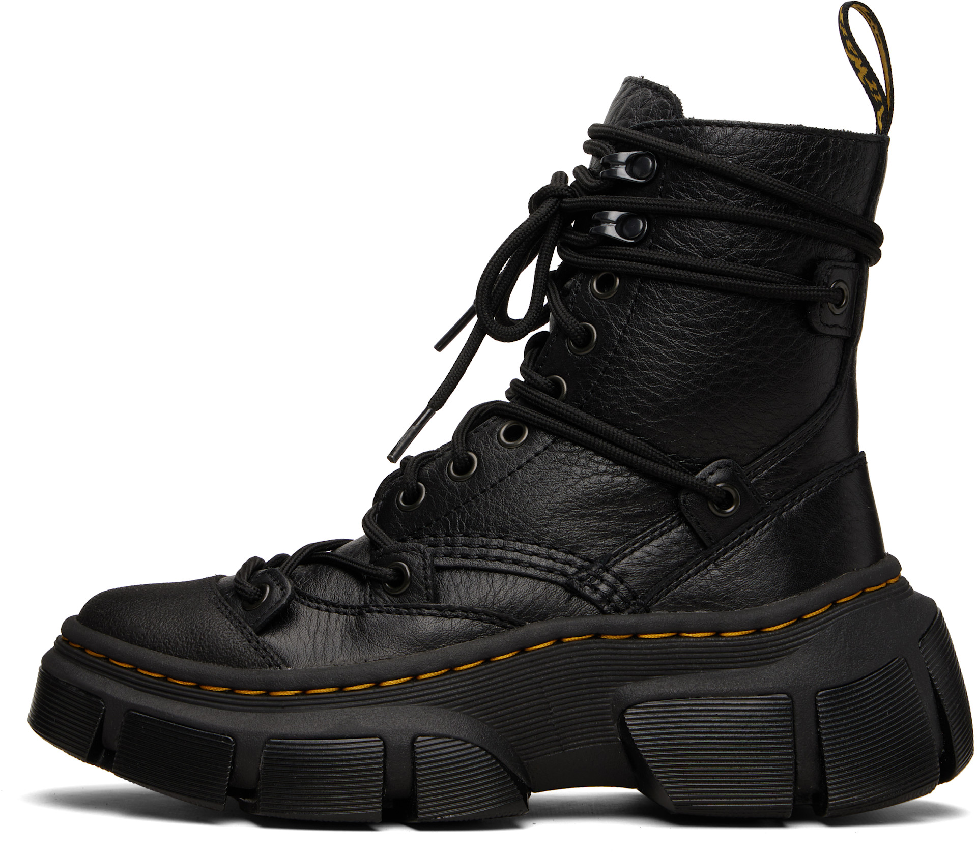 Dr. Martens: Black DMXL 8-Eye Leather Boots | SSENSE