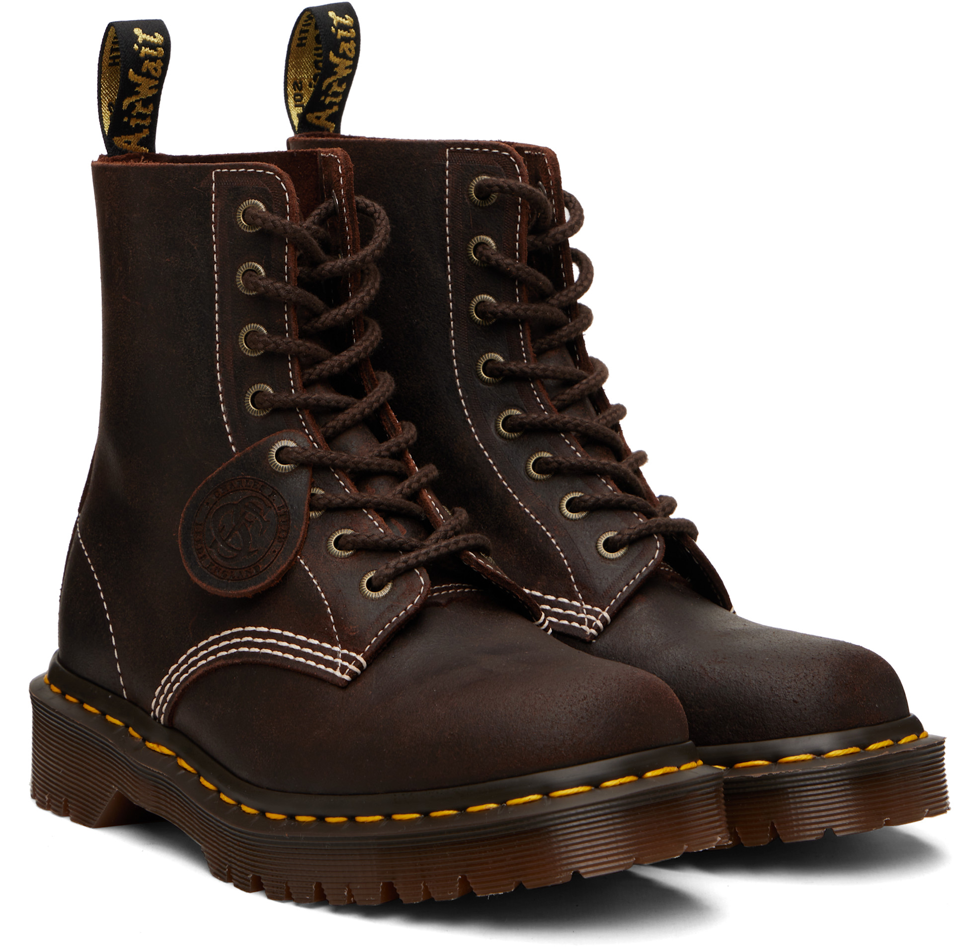 Dr. Martens: Brown 1460 'Made In England' Wax Commander Boots | SSENSE