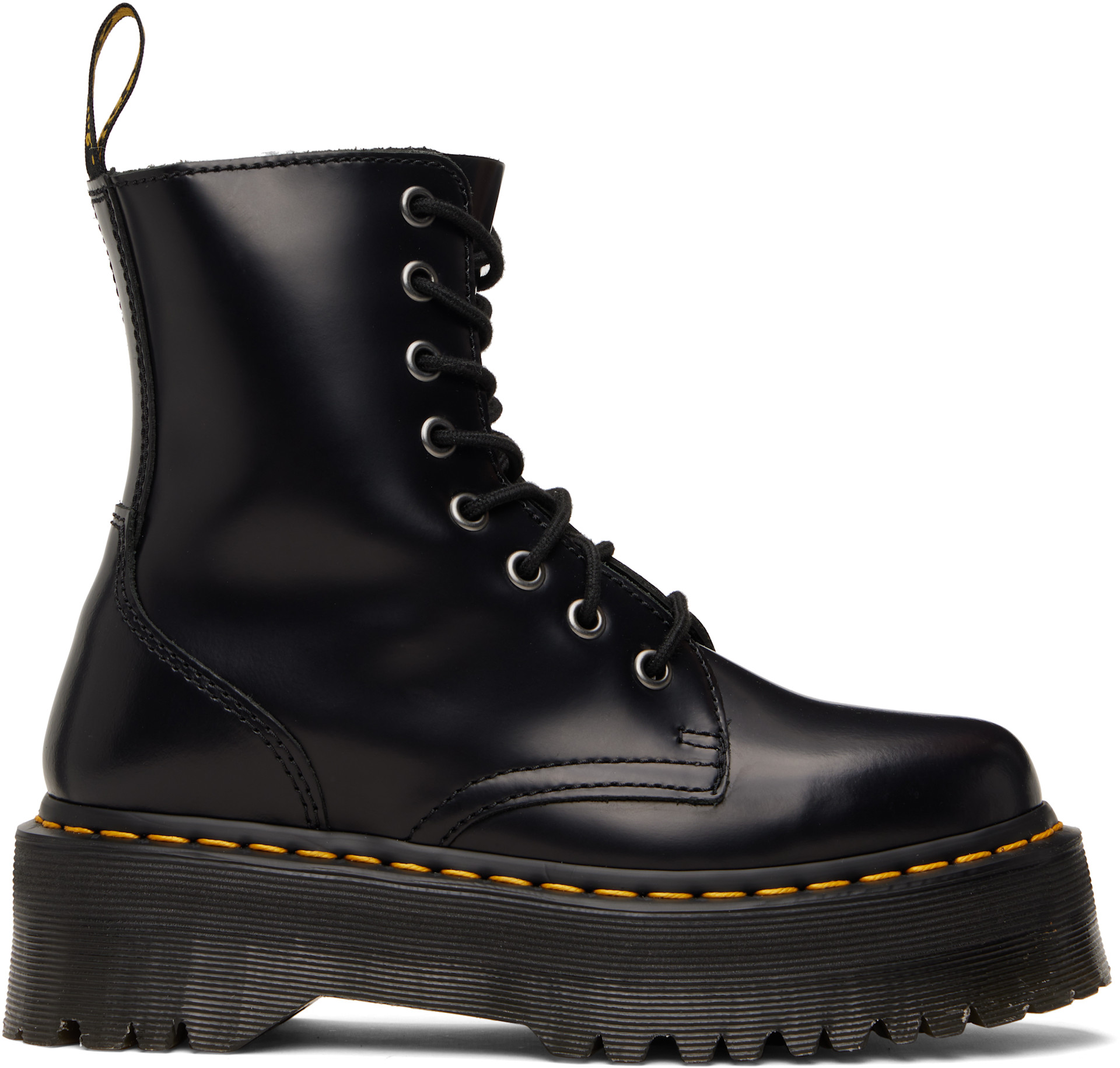 Dr. Martens: Black Jadon Smooth Leather Platform Boots | SSENSE