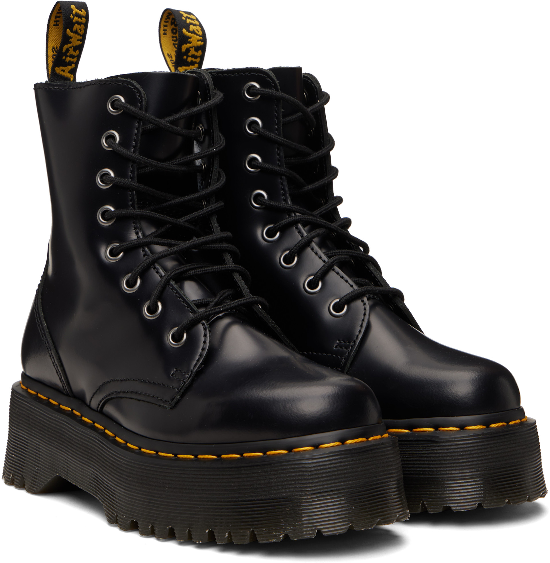 Dr. Martens: ブラック Jadon スムースレザー プラットフォーム ブーツ