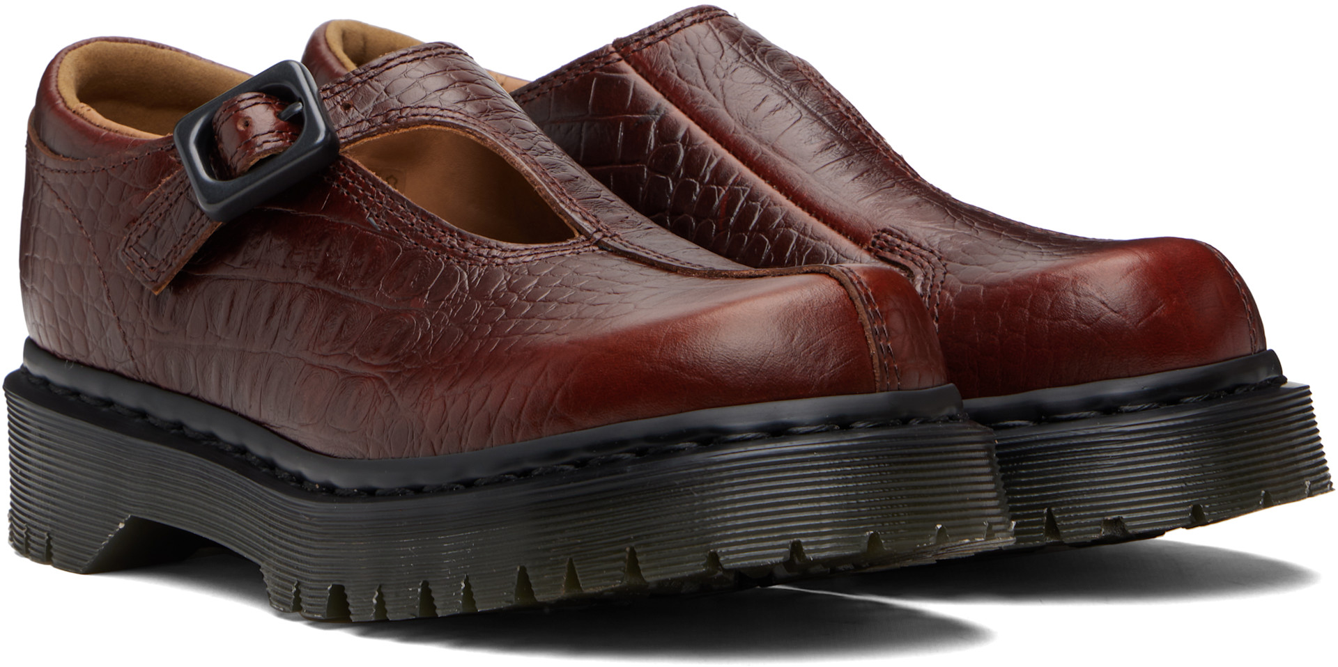Dr. Martens: バーガンディ Regina メリージェーン シューズ | SSENSE 日本