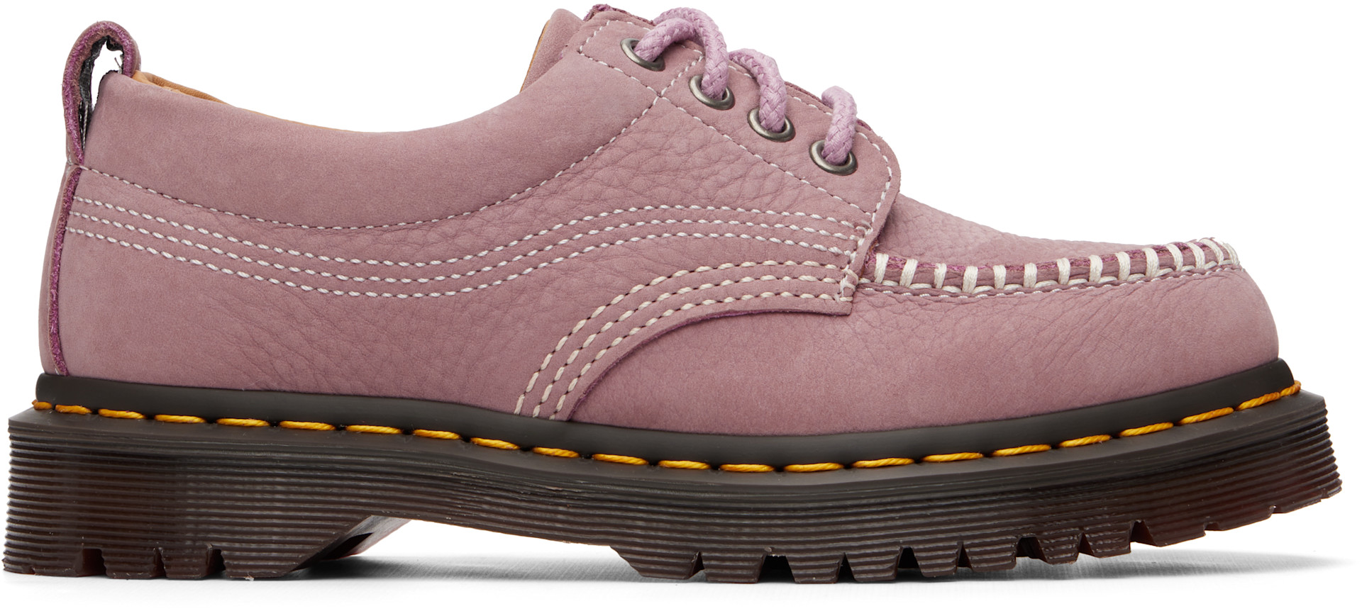 Dr.Martin pink モカシンシューズ Dr. Martens: Pink Lowell Nubuck Moc Toe Derbys | SSENSE Canada