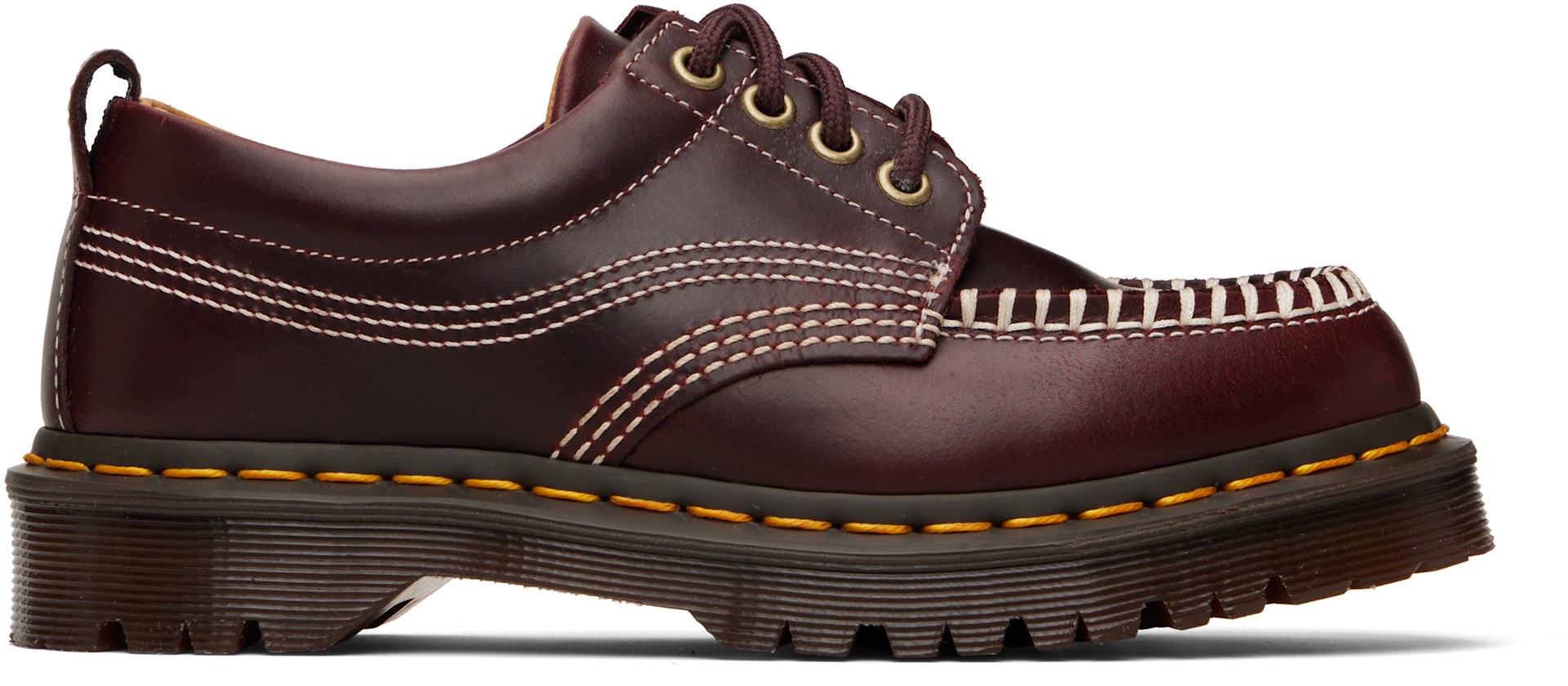 Dr. Martens: バーガンディ Lowell レザー モックトゥ ダービー 