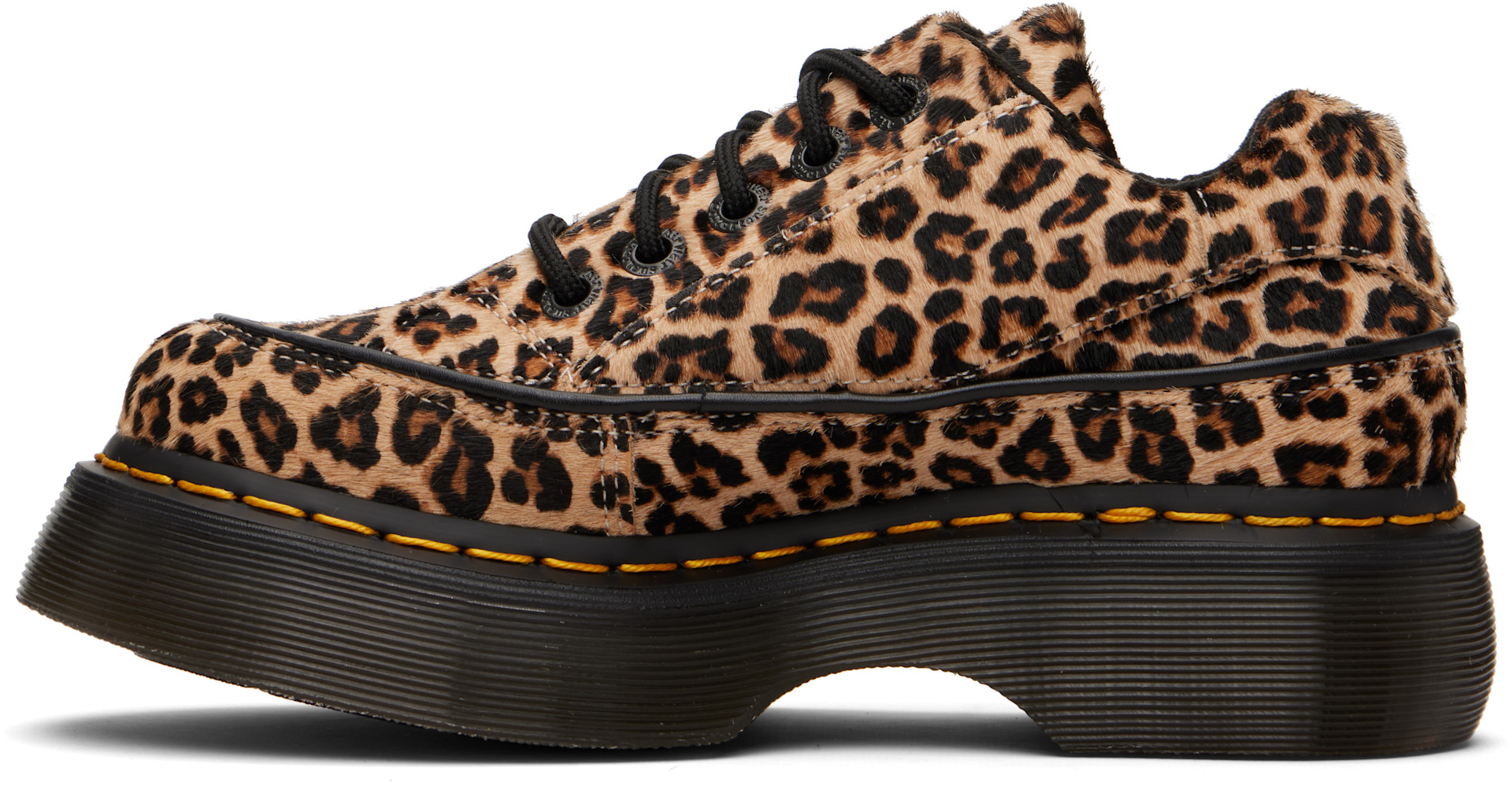 Dr. Martens - 탠 버즈 5 아이 레오파드 더비 슈즈