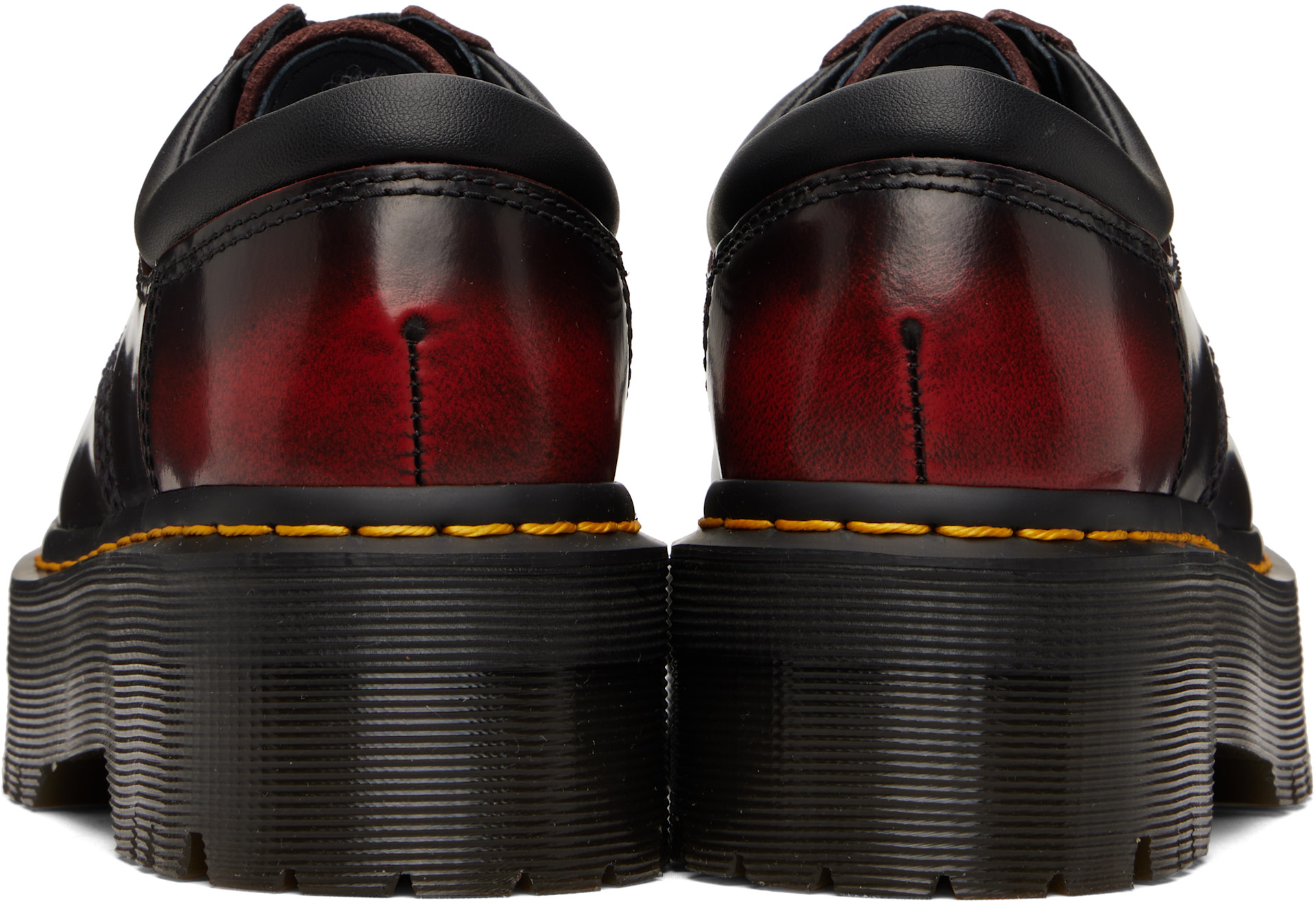 Dr. Martens: Burgundy 8053 Quad Platform Derbys | SSENSE