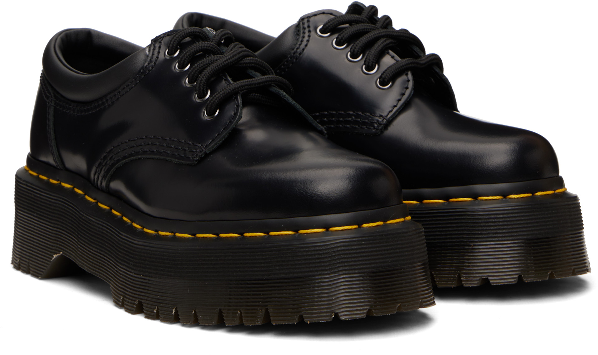 Dr. Martens: Black 8053 Leather Platform Casual Derbys | SSENSE