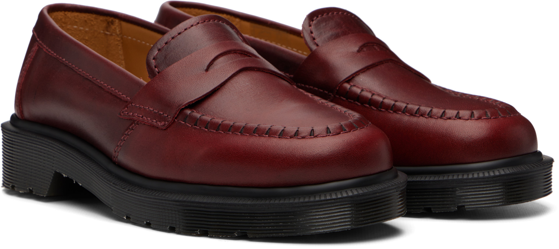 Dr. Martens: Burgundy Delapre 'Made In England' Classic Loafers