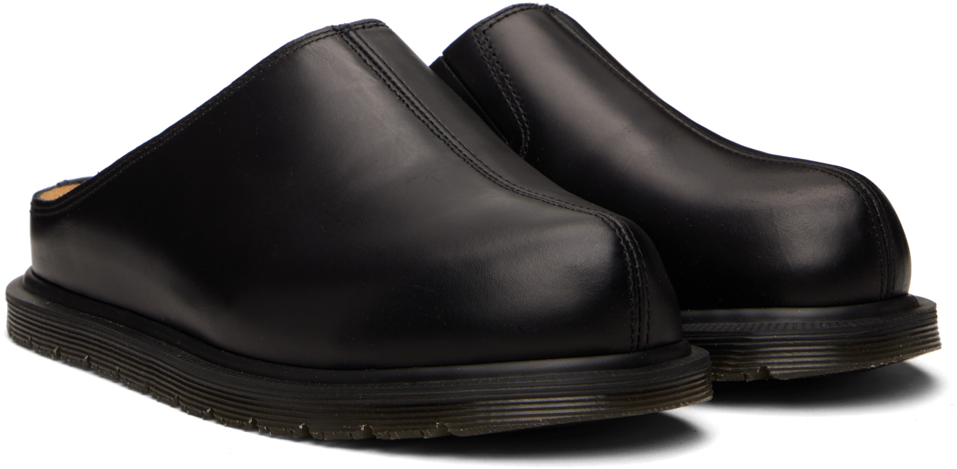 Dr. Martens Black Slip-On Loafers Dr. Martens: Black San Mule Slip-on Loafers | SSENSE Switzerland main image 3