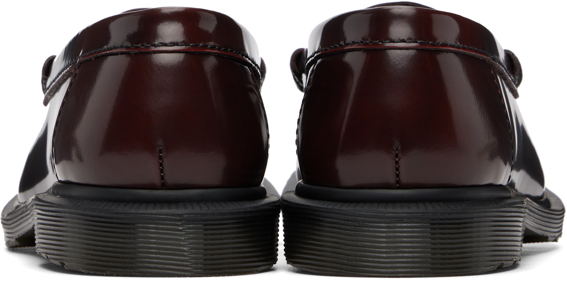 Dr. Martens: Burgundy Mayfare Rub Off Leather Penny Loafers | SSENSE