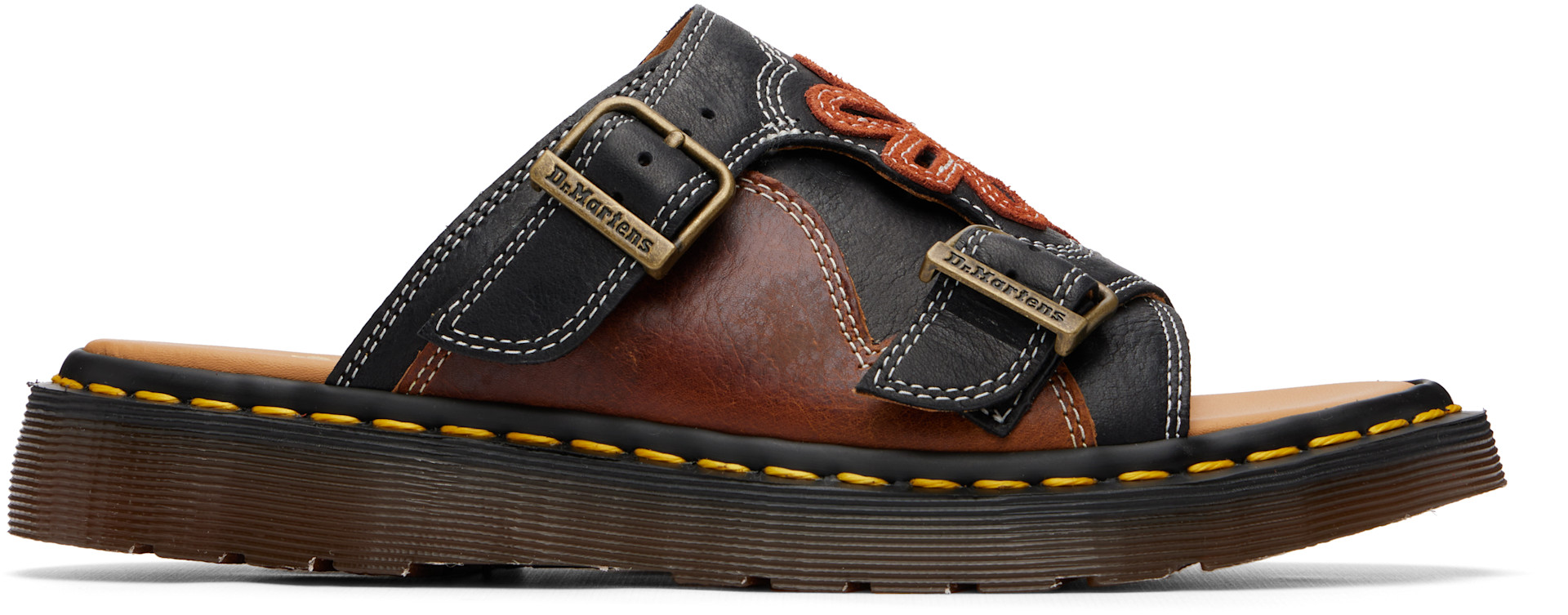 Dr. Martens: Black Dayne 'Made In England' Applique Sandals | SSENSE