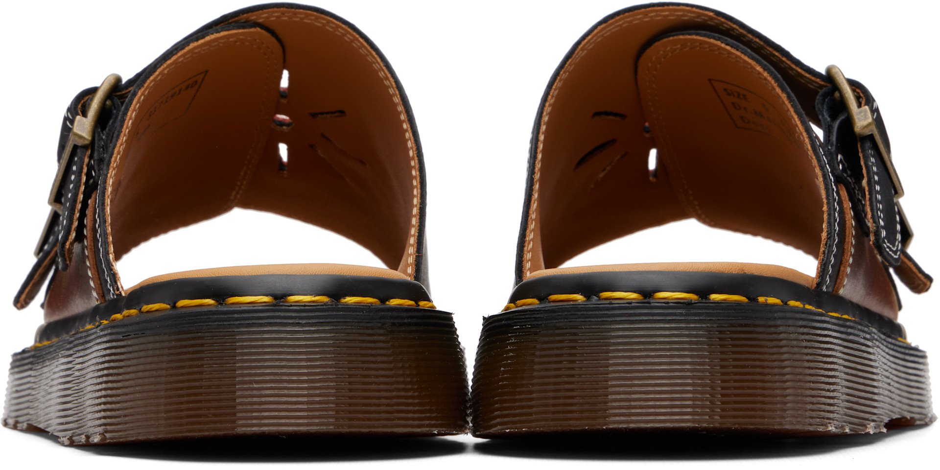 Dr. Martens: Black Dayne 'Made In England' Applique Sandals | SSENSE
